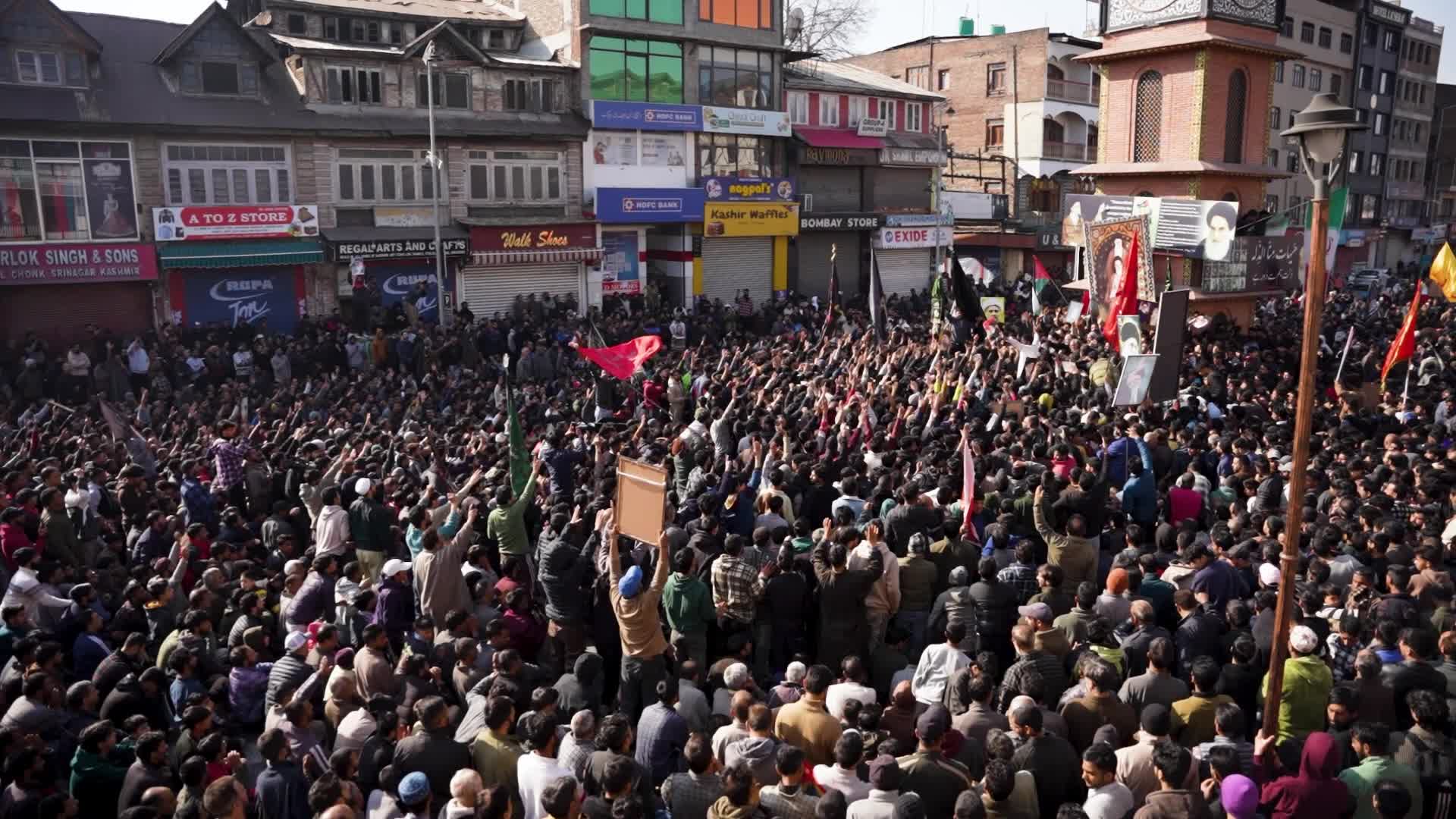 Massive Protests Erupt Across Kashmir After assassination of Iran’s Supreme Leader Ayatollah Khamenei