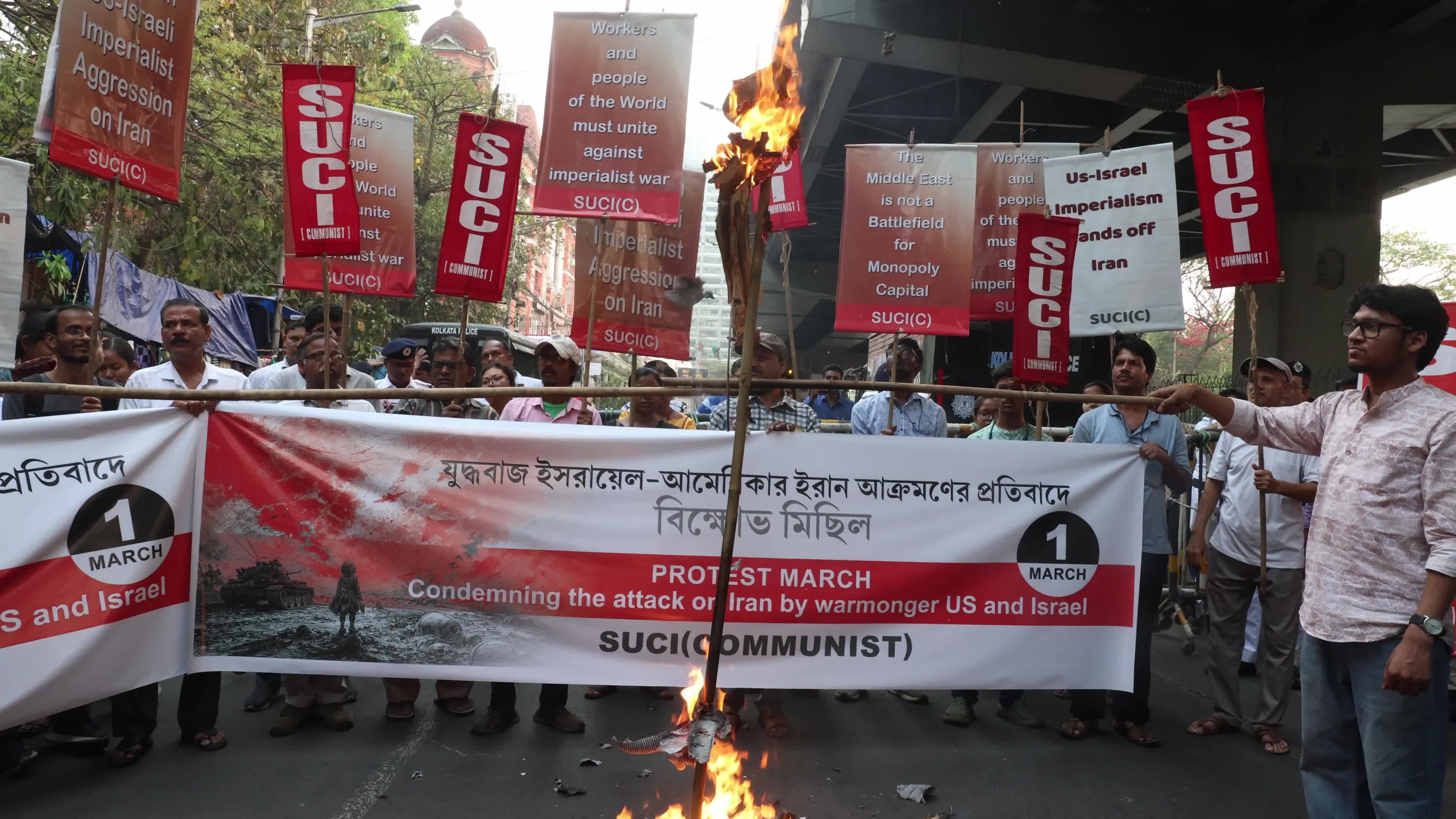 Protest March Against Killing Of Iranian Supreme Leader in Kolkata, India