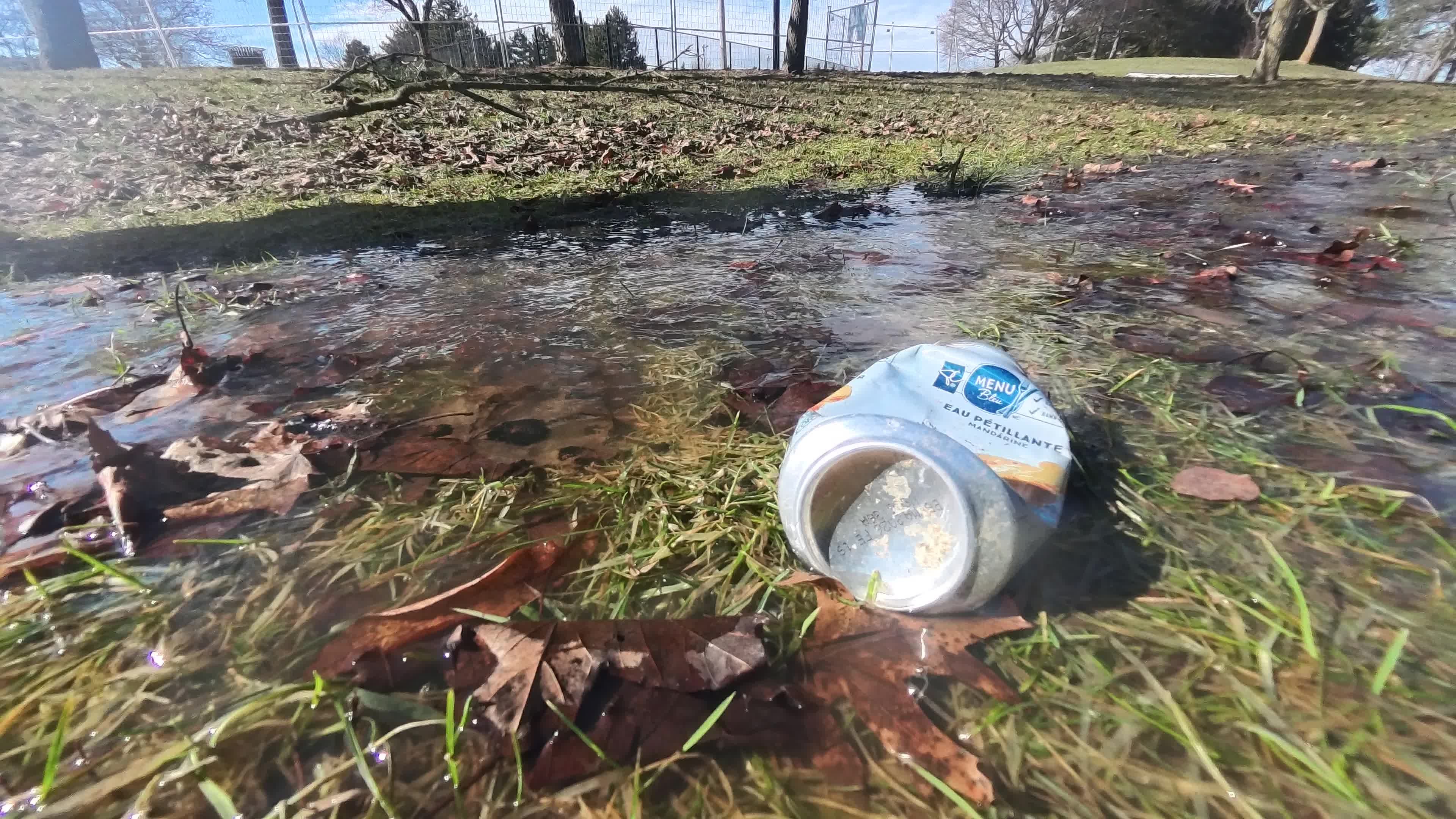 Snow begins to melt during warm weather in Toronto