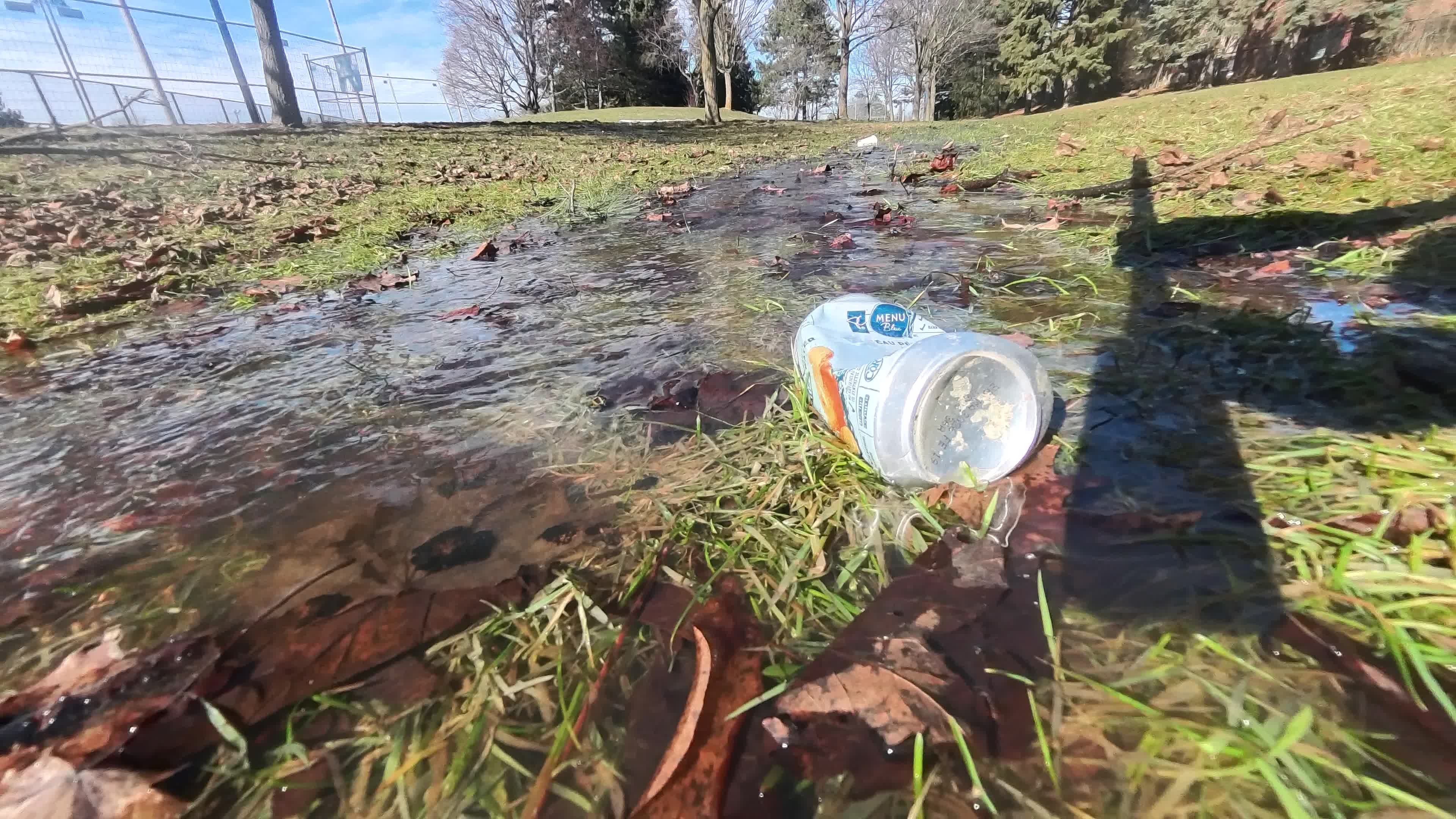 Snow begins to melt during warm weather in Toronto