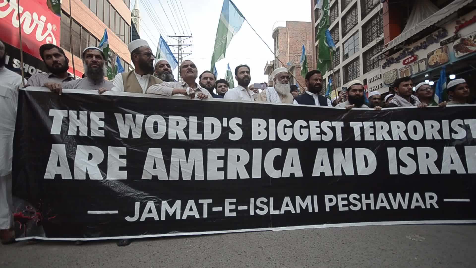 Protest in Peshawar against the joint US-Israeli attacks on Iran