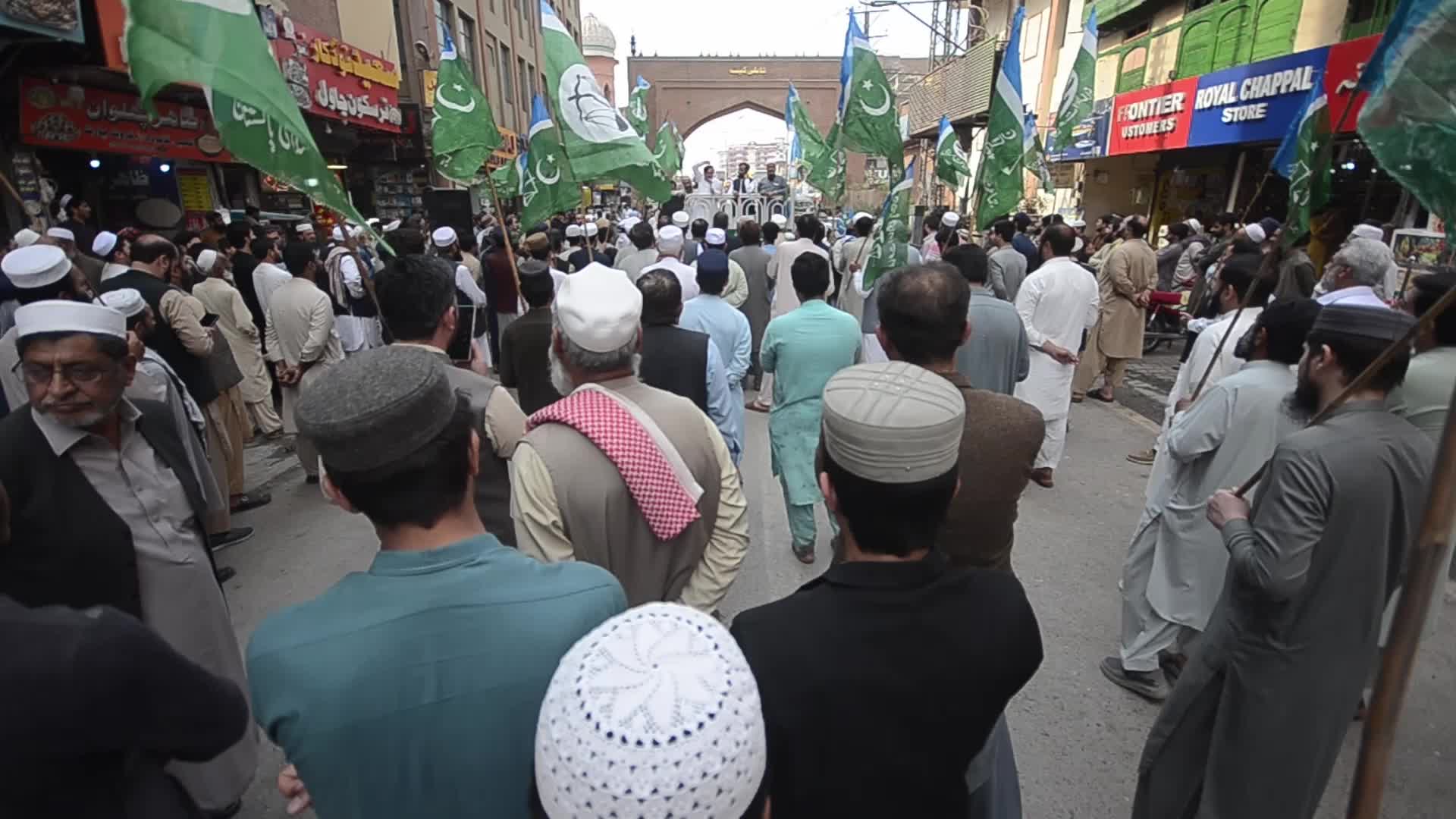 Protest in Peshawar against the joint US-Israeli attacks on Iran