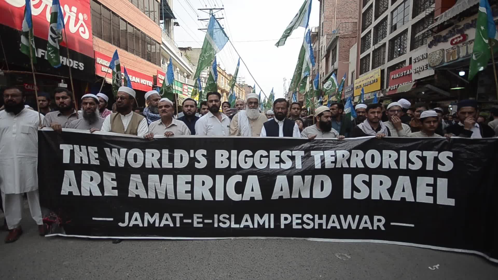 Protest in Peshawar against the joint US-Israeli attacks on Iran
