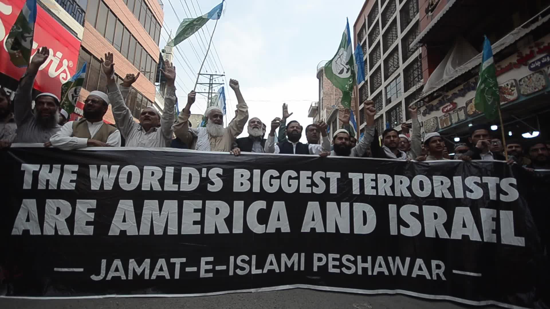 Protest in Peshawar against the joint US-Israeli attacks on Iran