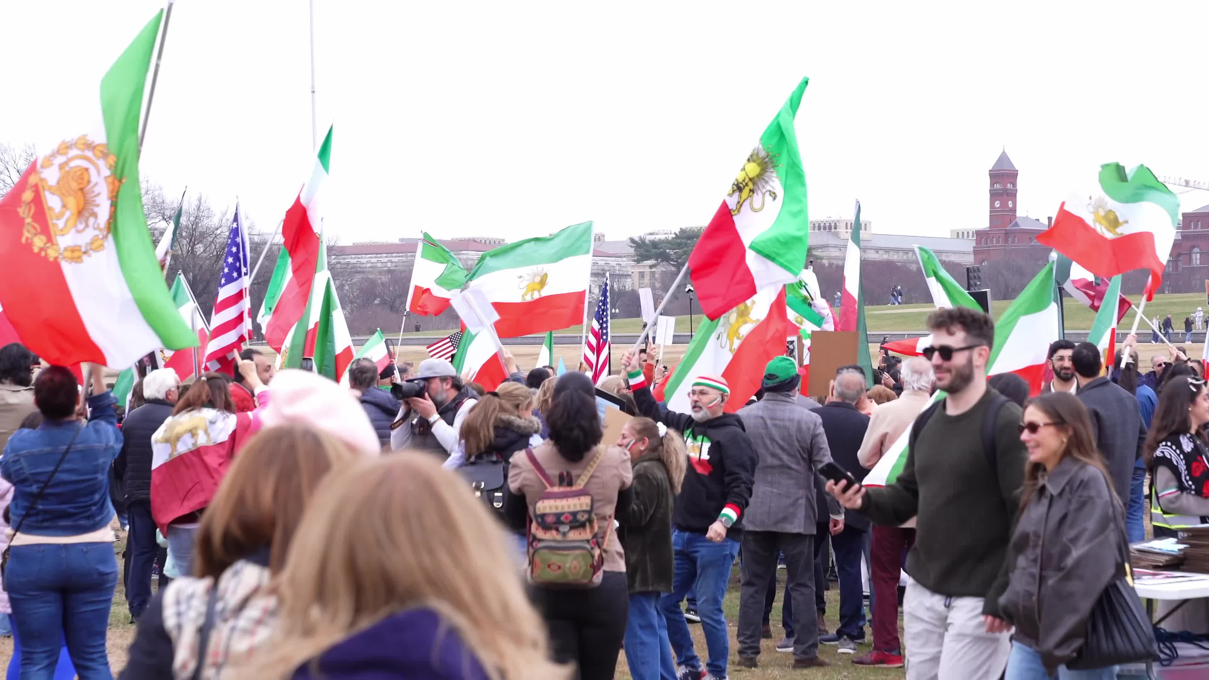 Iranian-Americans participate in a demonstration for International Women’s Day, in Washington, D.C.