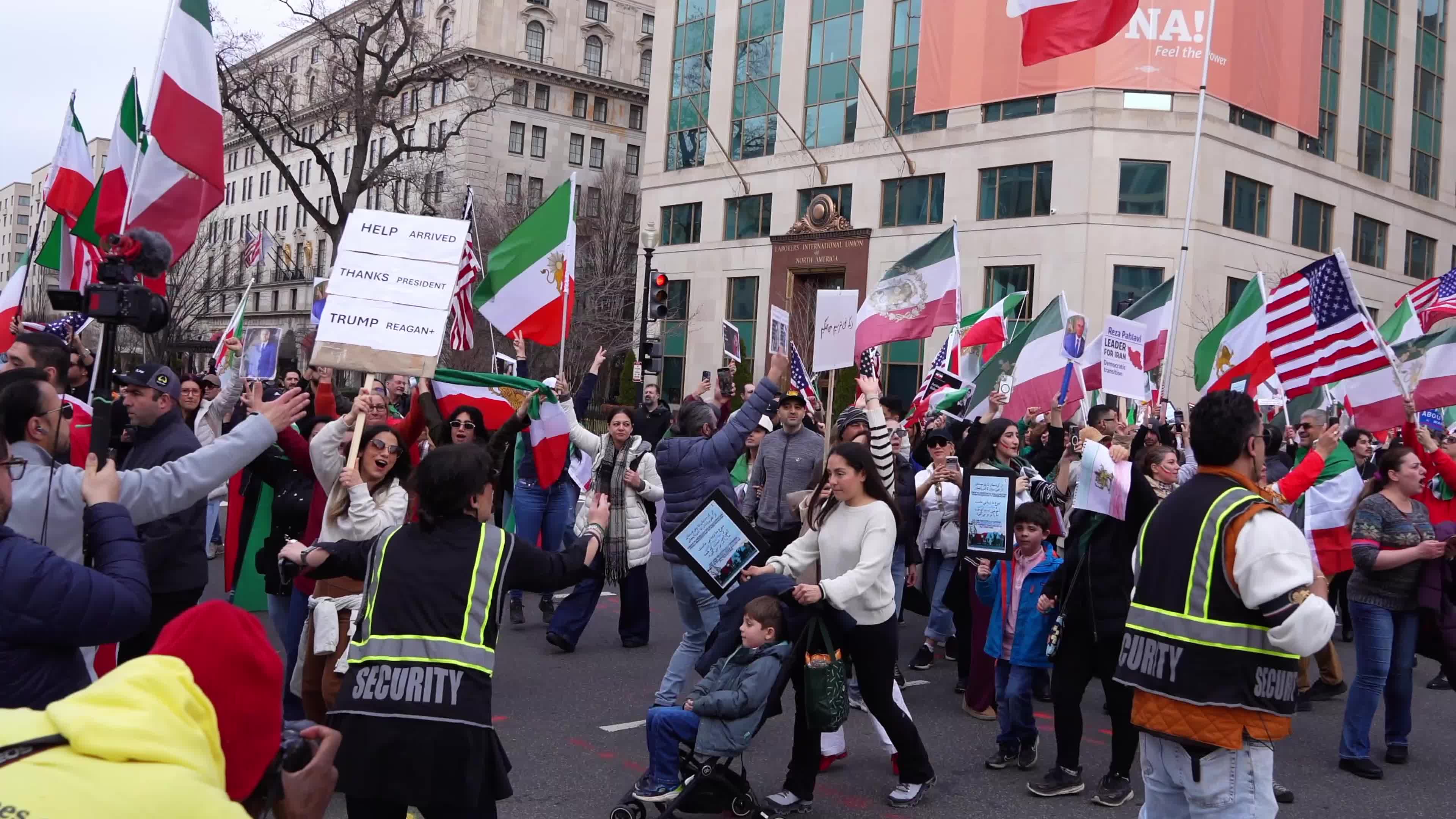 Iranian-Americans participate in a demonstration for International Women’s Day, in Washington, D.C.