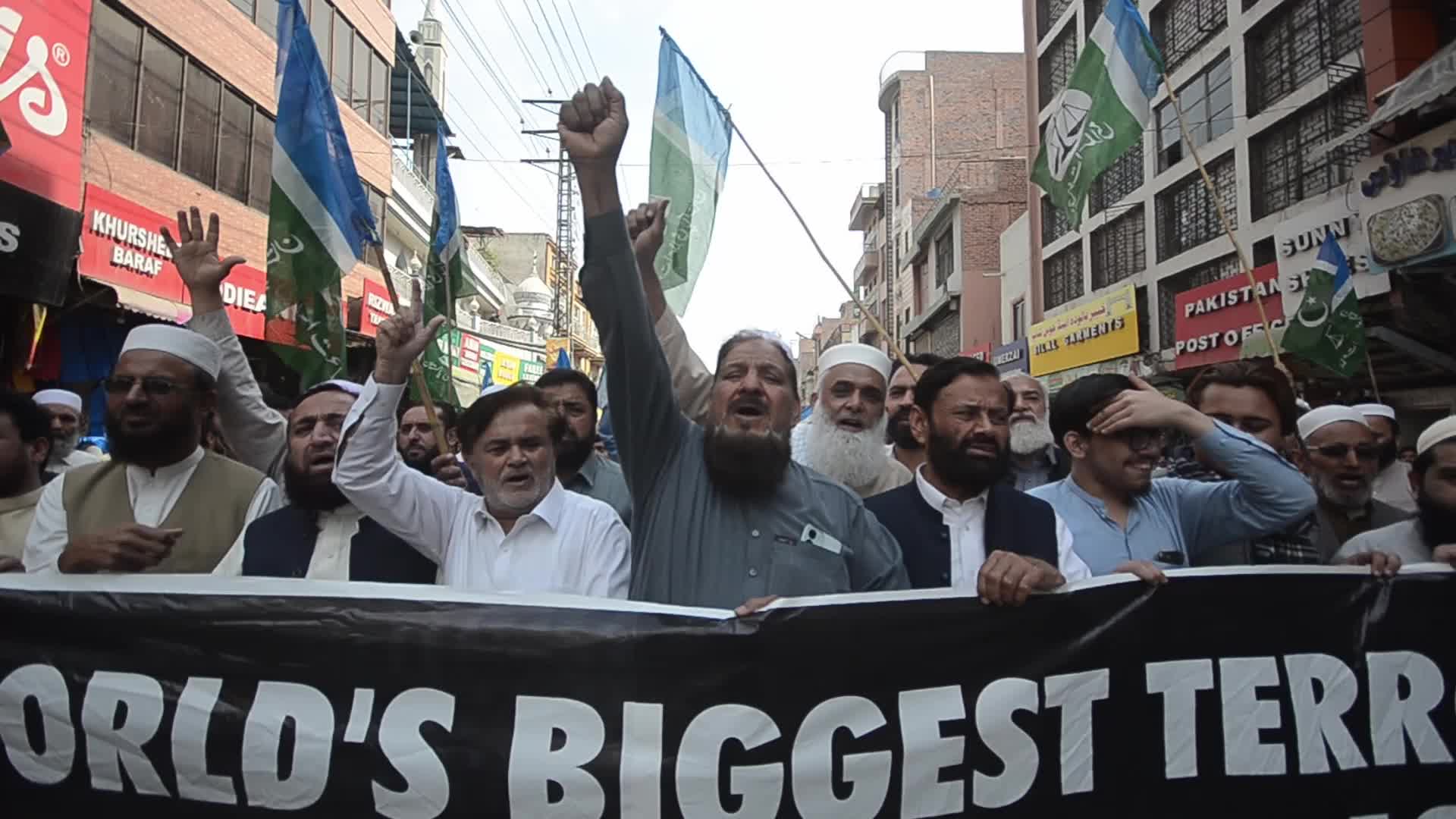 Protest in Peshawar against the joint US-Israeli attacks on Iran