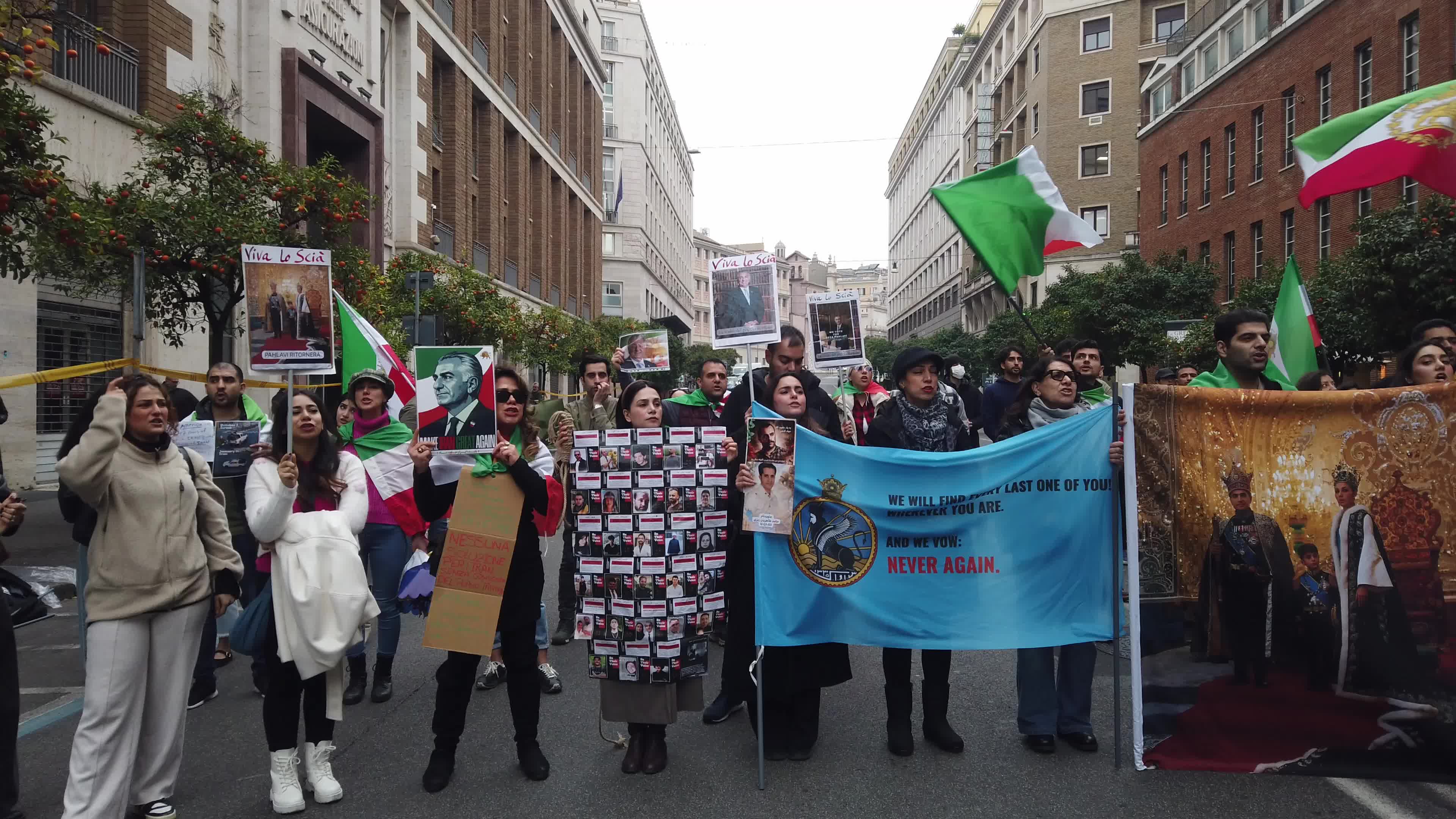 The anti-regime Iranian community celebrates near the U.S. Embassy