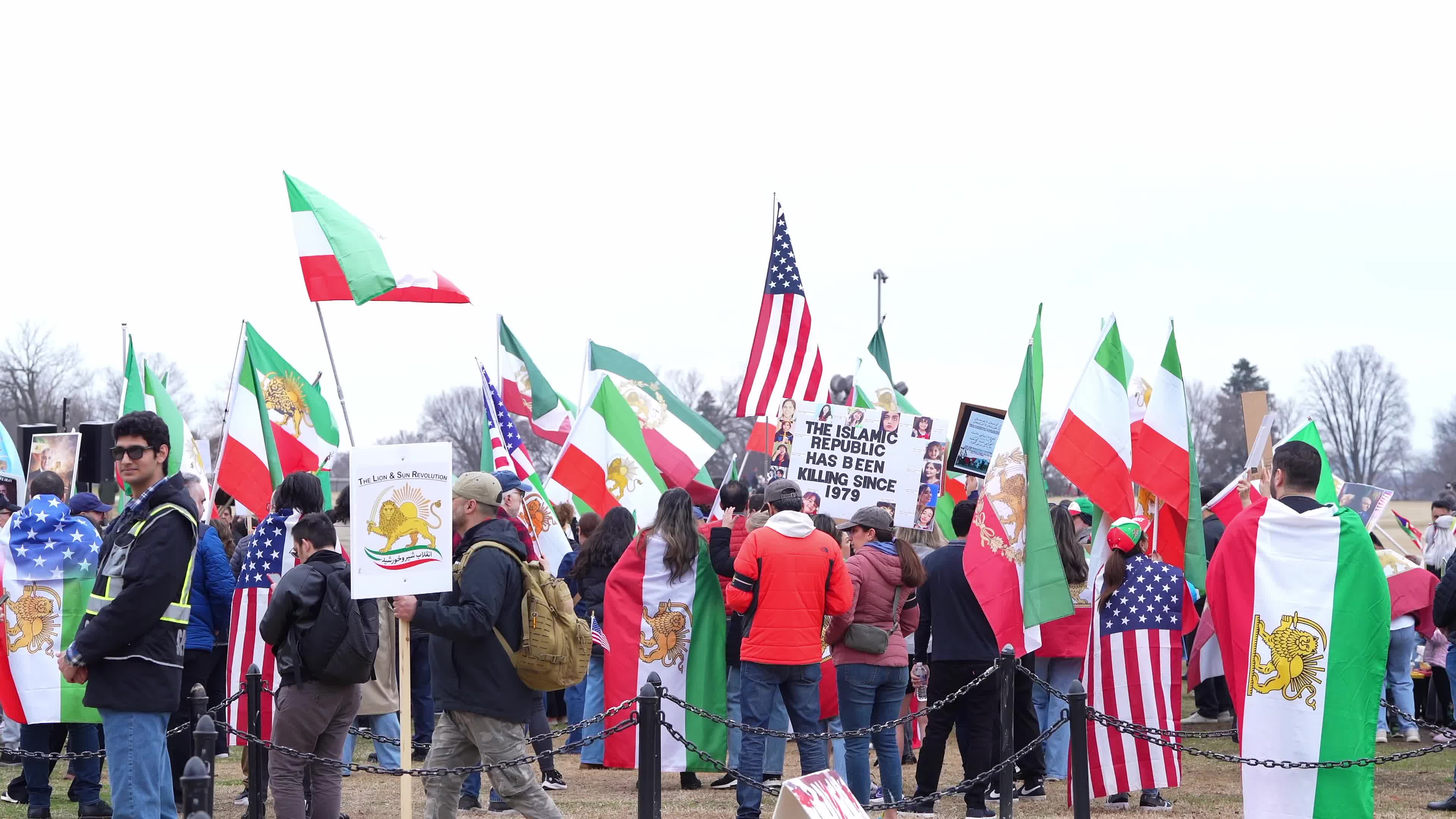 Iranian-Americans participate in a demonstration for International Women’s Day, in Washington, D.C.