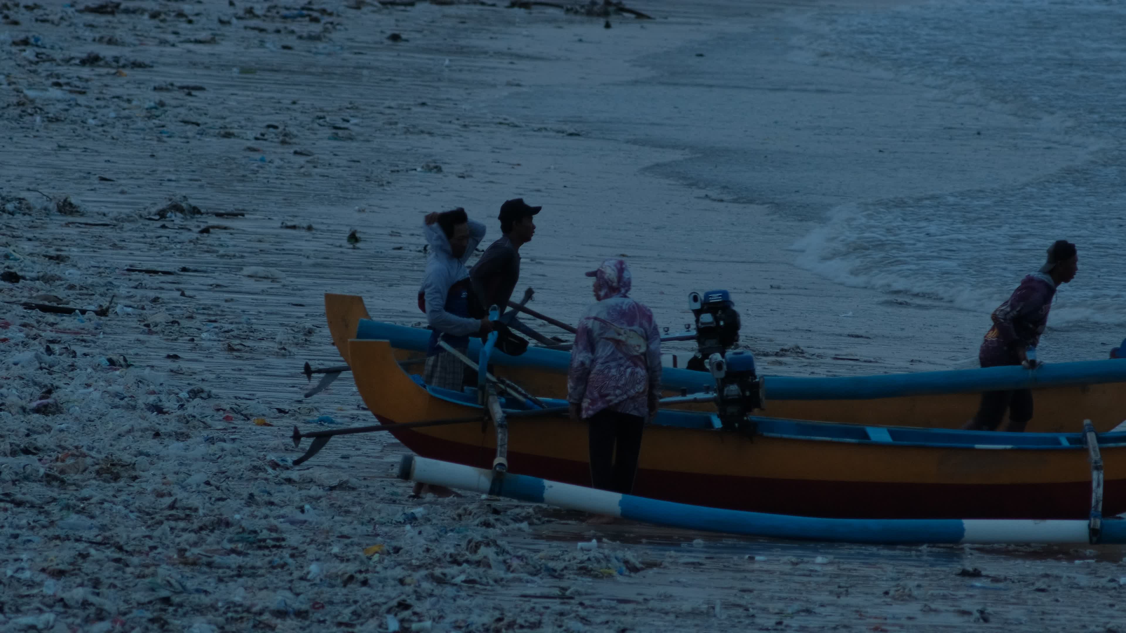 Seasonal plastic waste on the beach, Bali island, Indonesia.