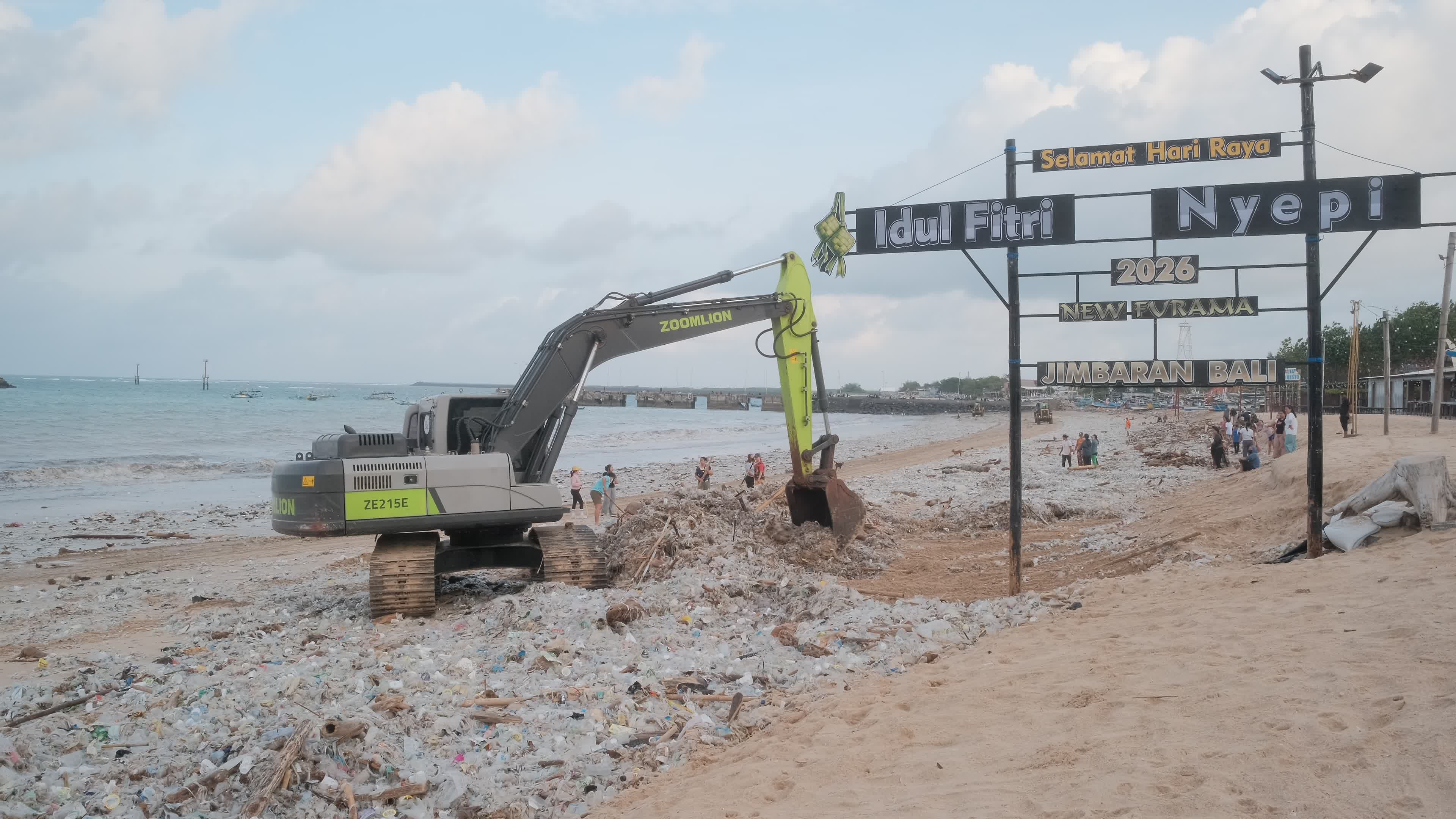 Seasonal plastic waste on the beach, Bali island, Indonesia.
