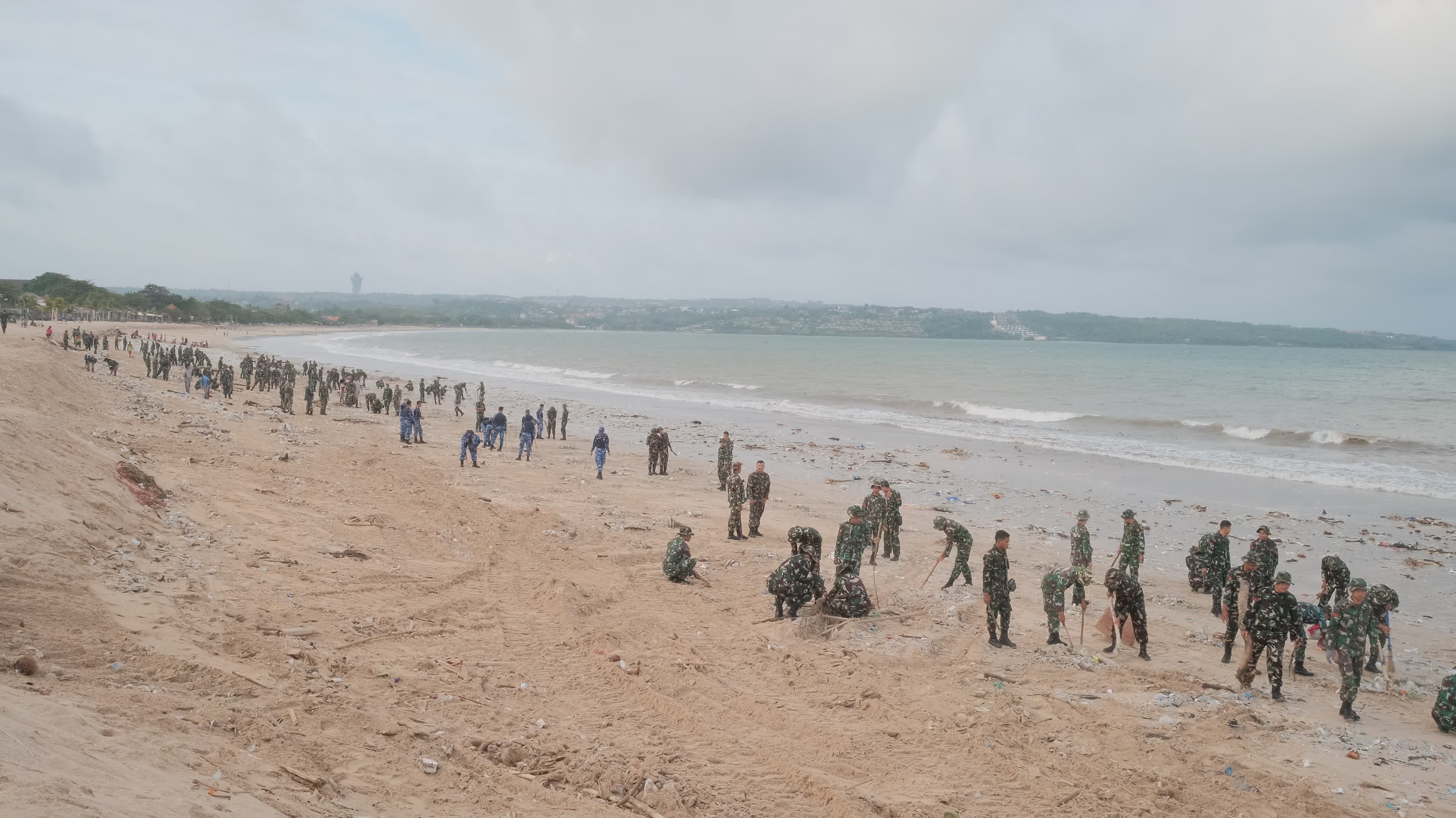 Seasonal plastic waste on the beach, Bali island, Indonesia.