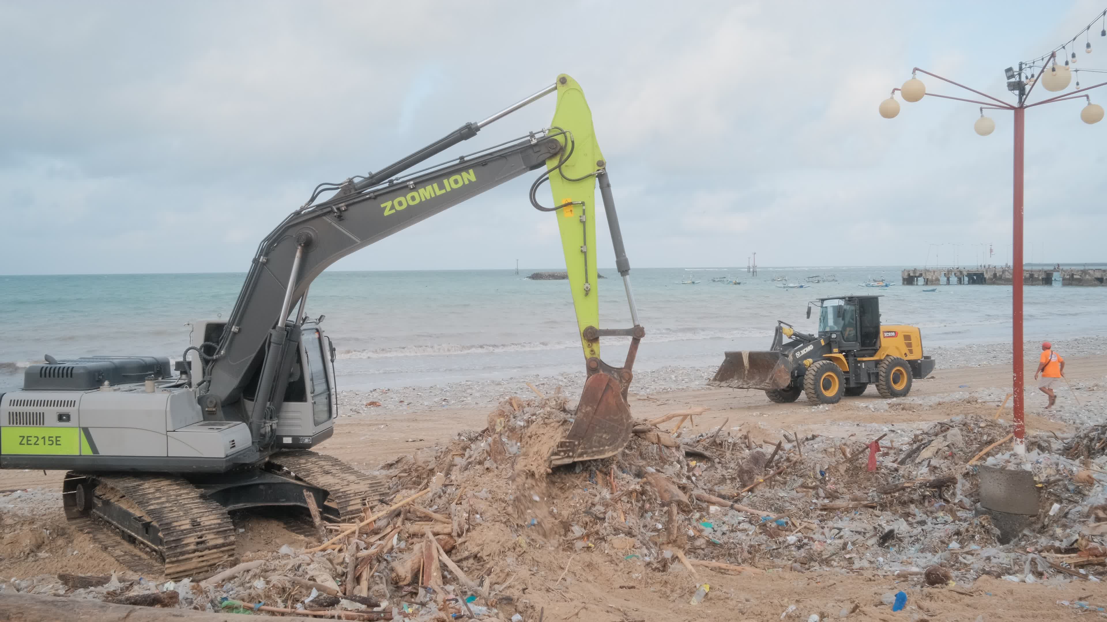 Seasonal plastic waste on the beach, Bali island, Indonesia.
