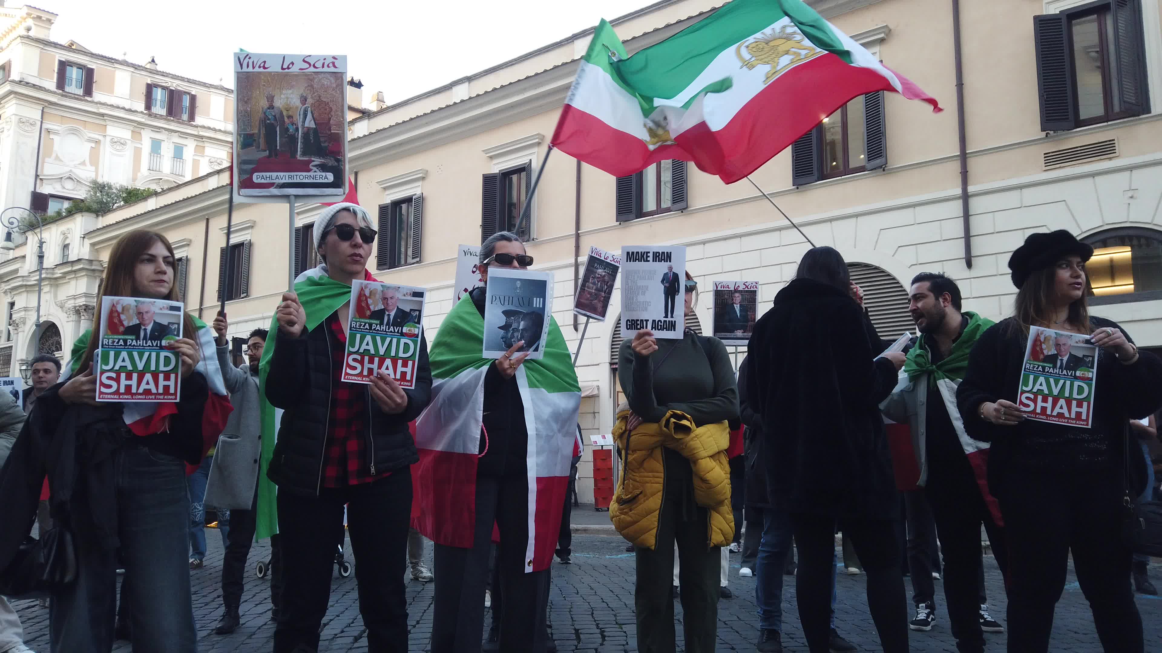 Members Of The Anti-regime Iranian Community In Rome Gather In Piazza Santi Apostoli