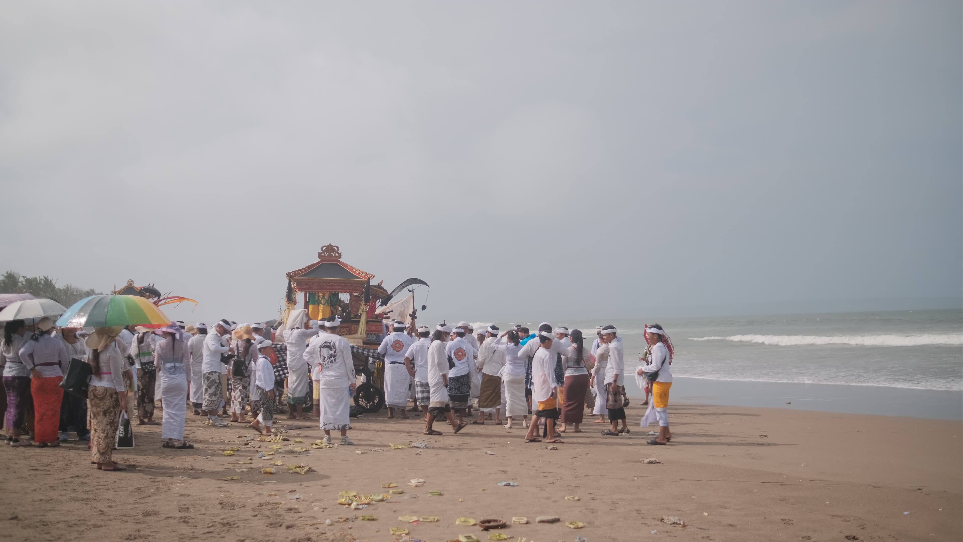 Melasti Ceremony Before Nyepi Day For Hindus On The Island Of Bali, Indonesia.