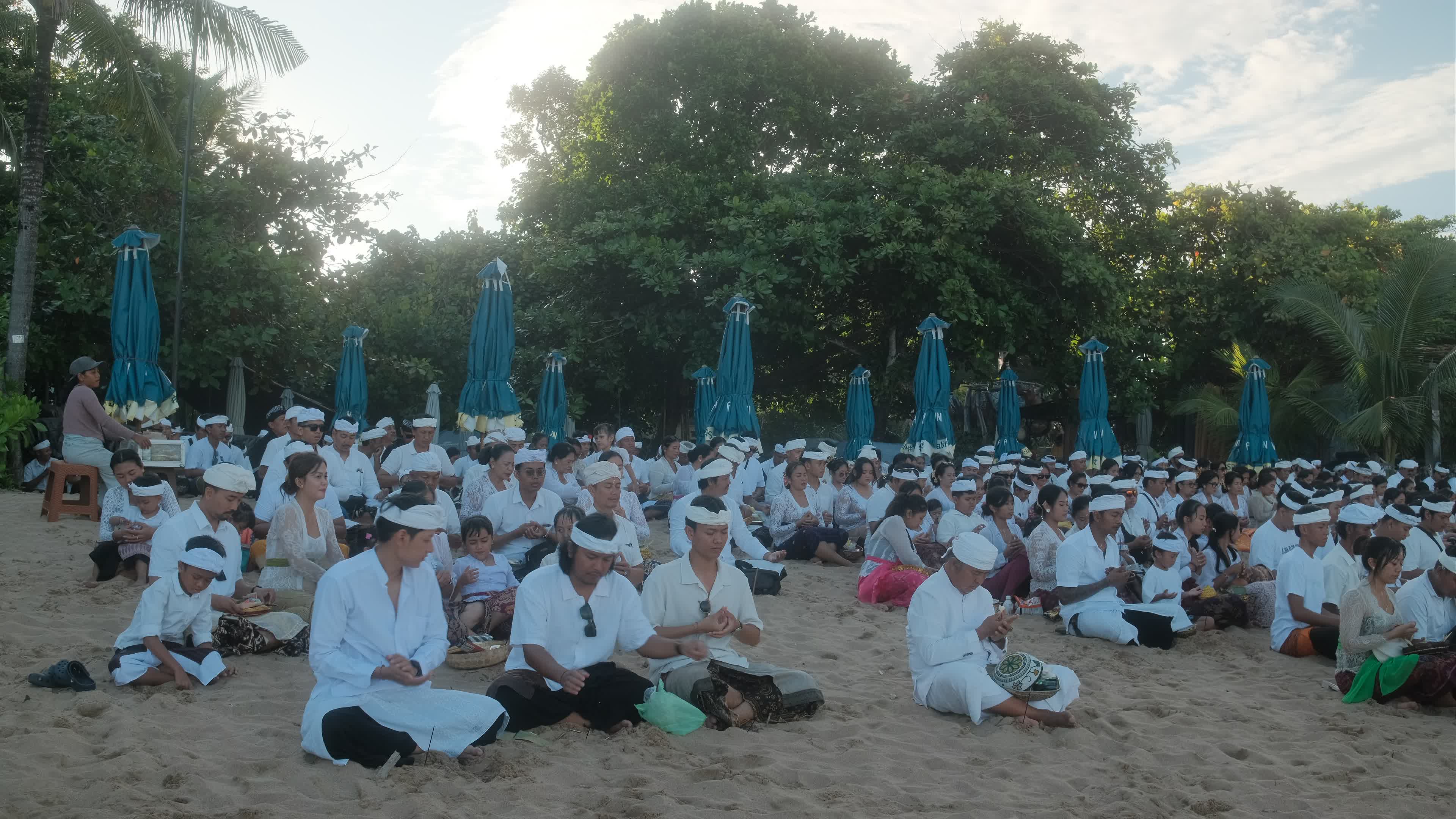 Melasti Ceremony Before Nyepi Day For Hindus On The Island Of Bali, Indonesia.