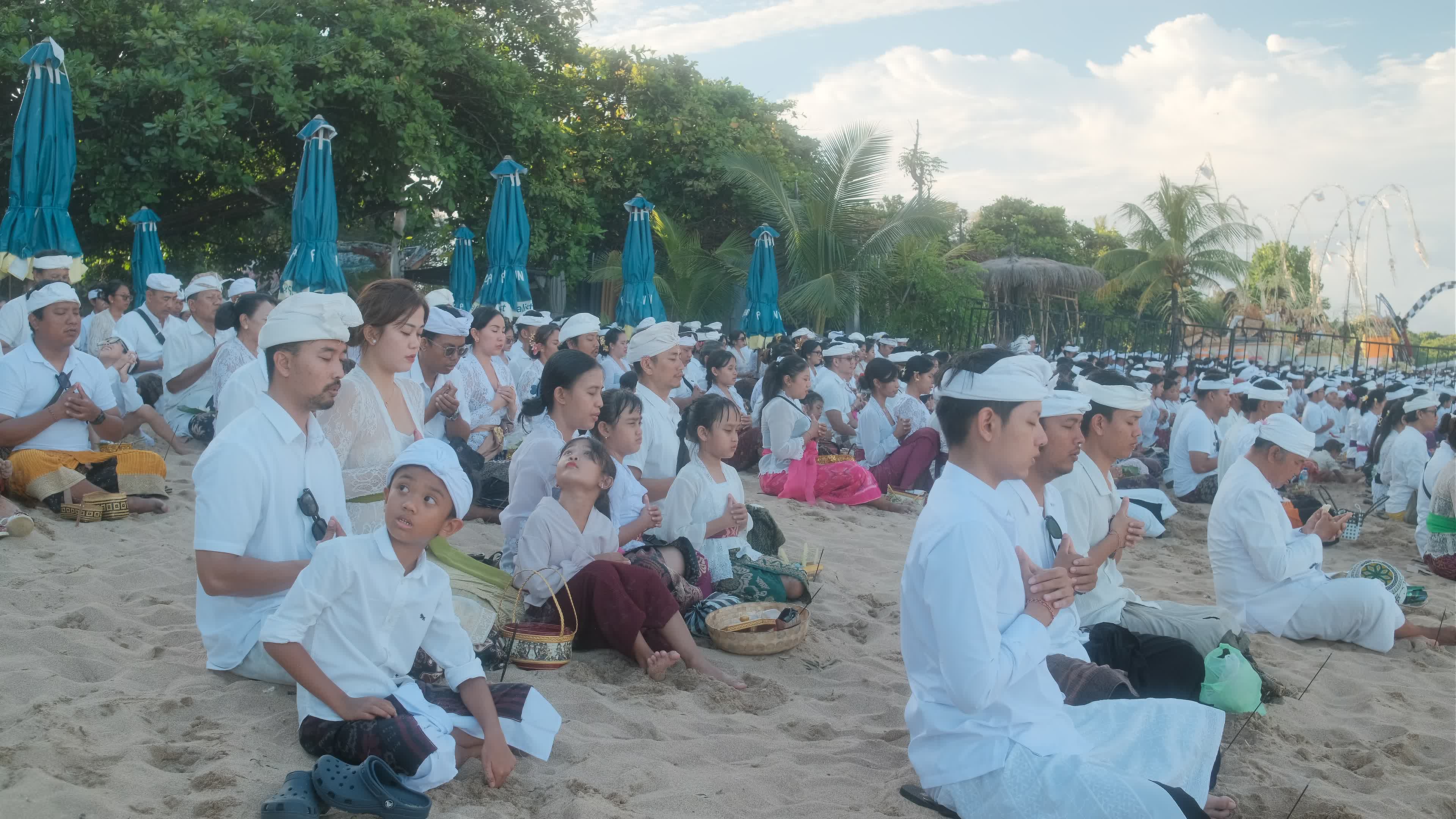 Melasti Ceremony Before Nyepi Day For Hindus On The Island Of Bali, Indonesia.