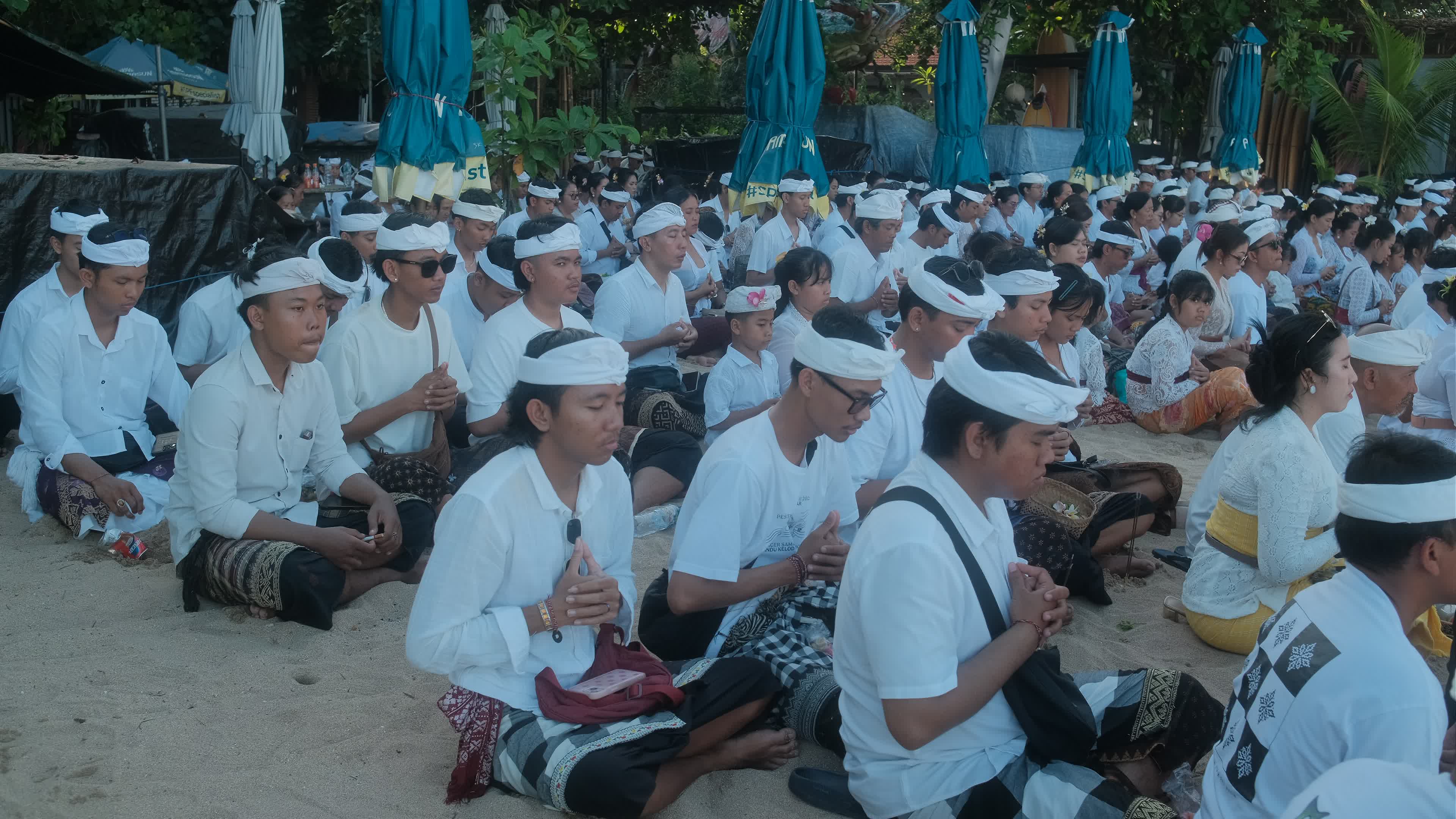 Melasti Ceremony Before Nyepi Day For Hindus On The Island Of Bali, Indonesia.