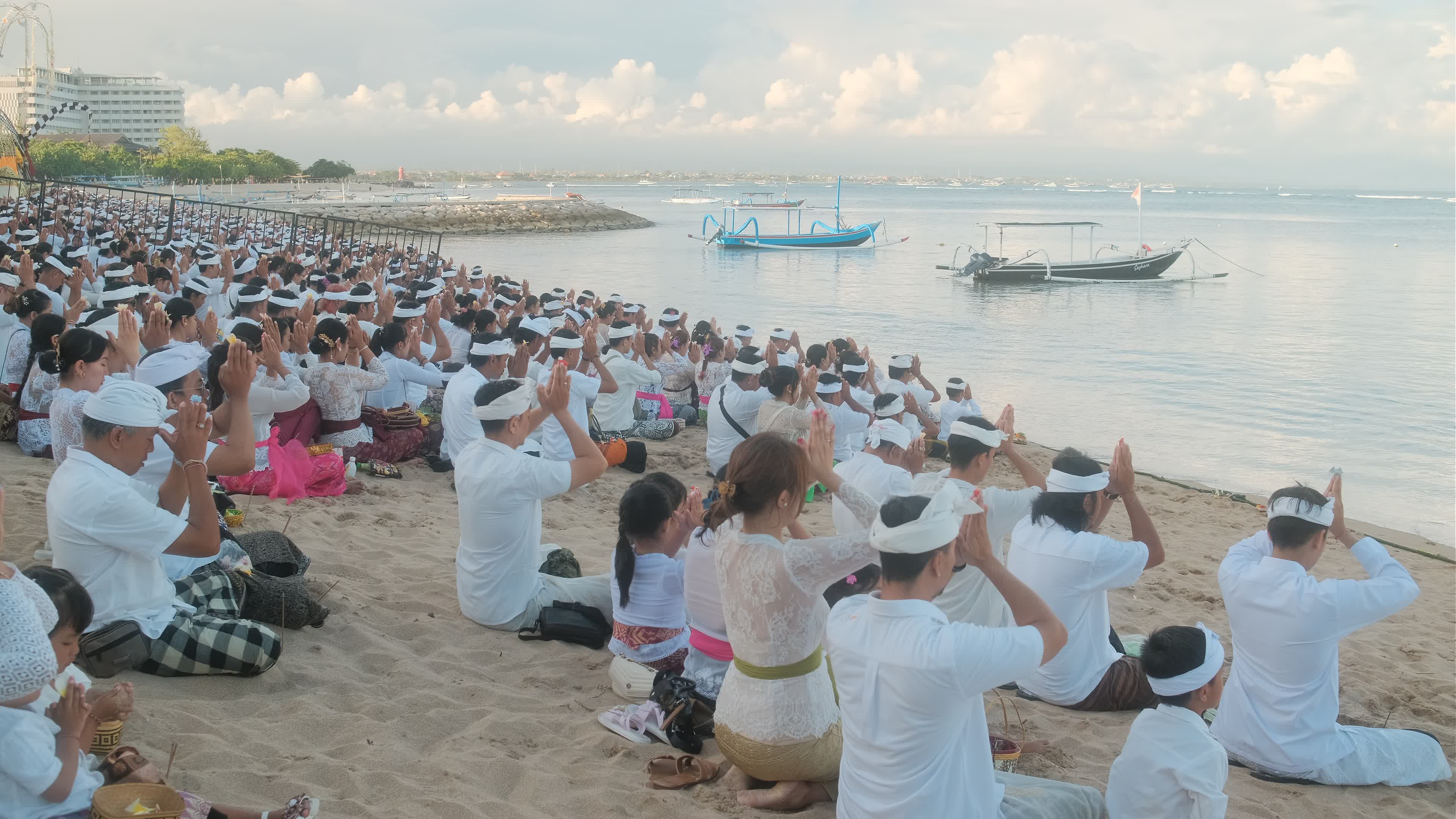 Melasti Ceremony Before Nyepi Day For Hindus On The Island Of Bali, Indonesia.