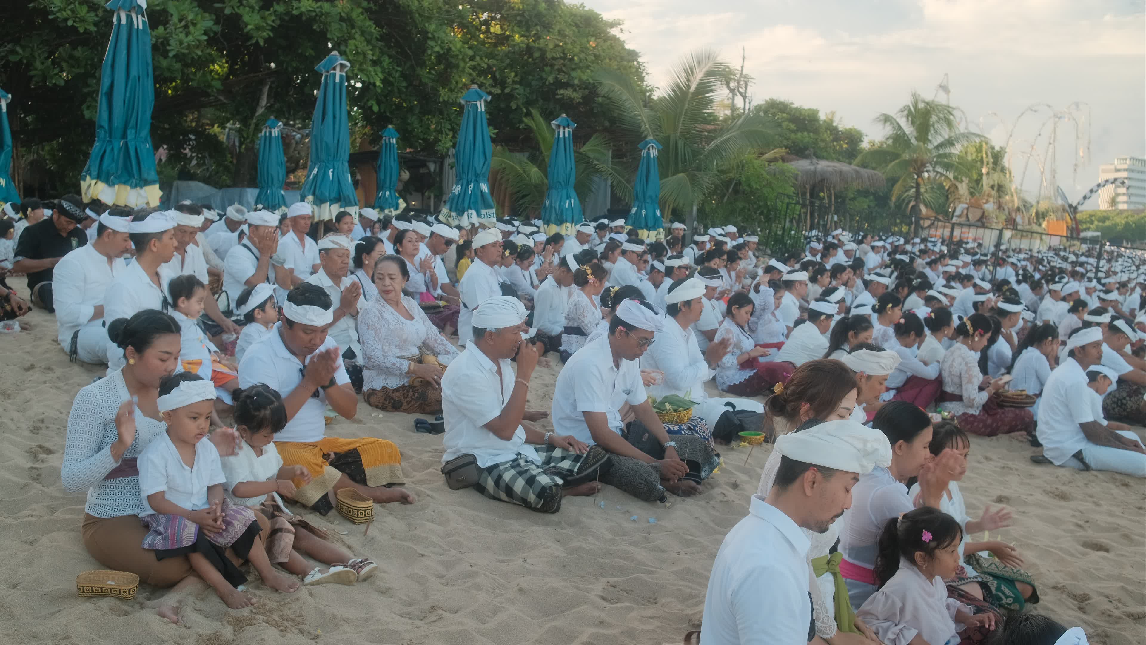 Melasti Ceremony Before Nyepi Day For Hindus On The Island Of Bali, Indonesia.