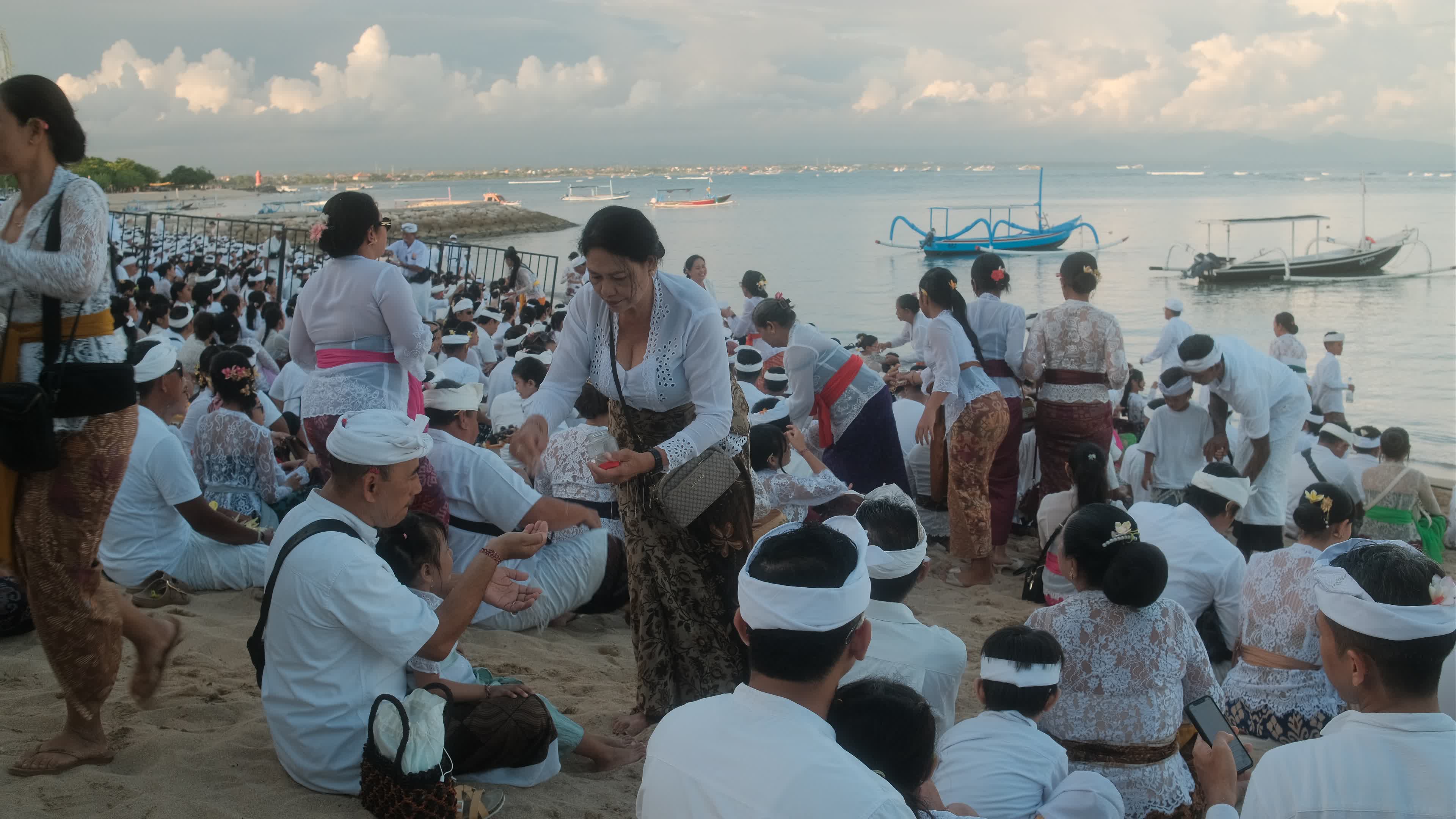 Melasti Ceremony Before Nyepi Day For Hindus On The Island Of Bali, Indonesia.