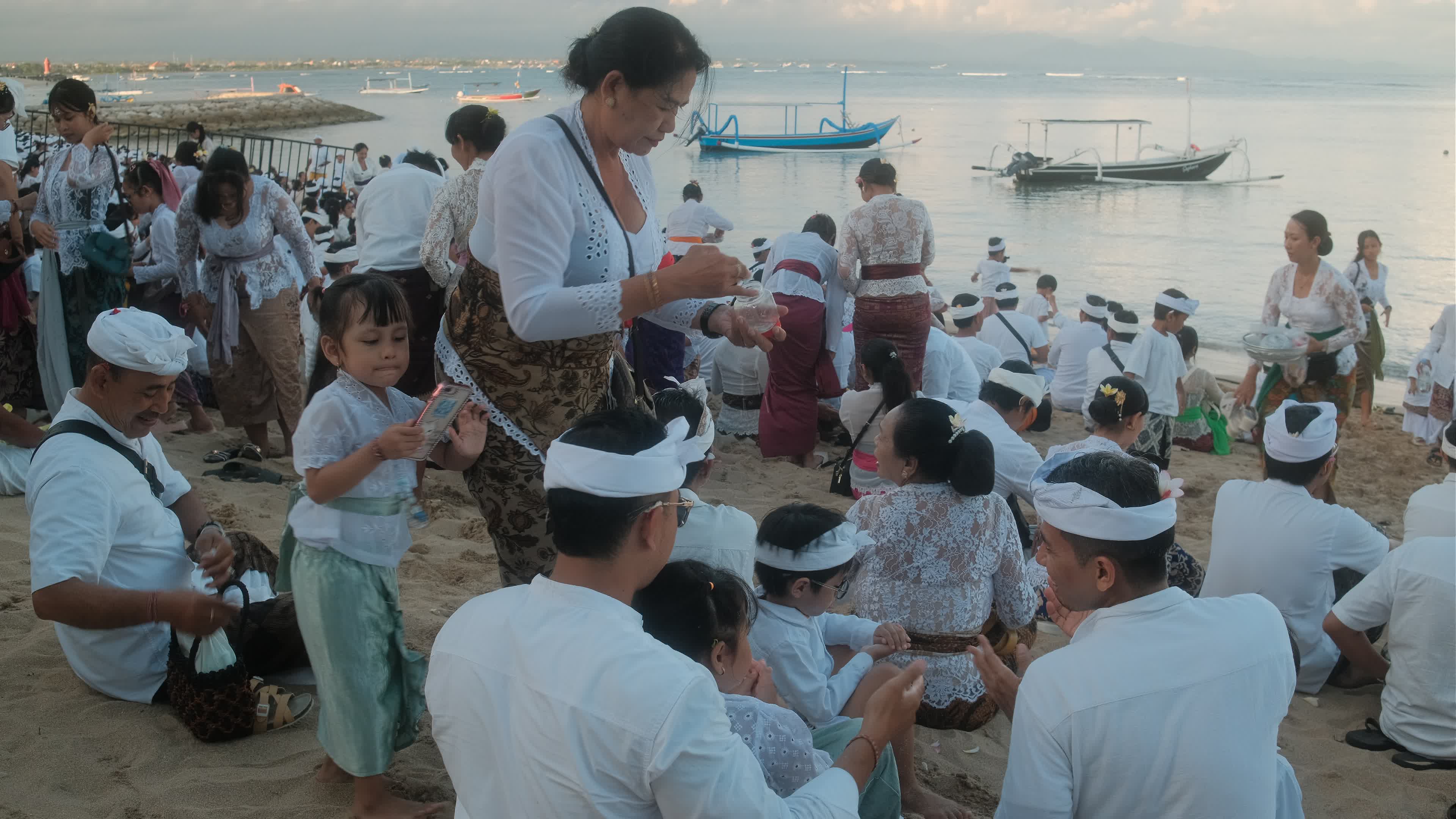 Melasti Ceremony Before Nyepi Day For Hindus On The Island Of Bali, Indonesia.