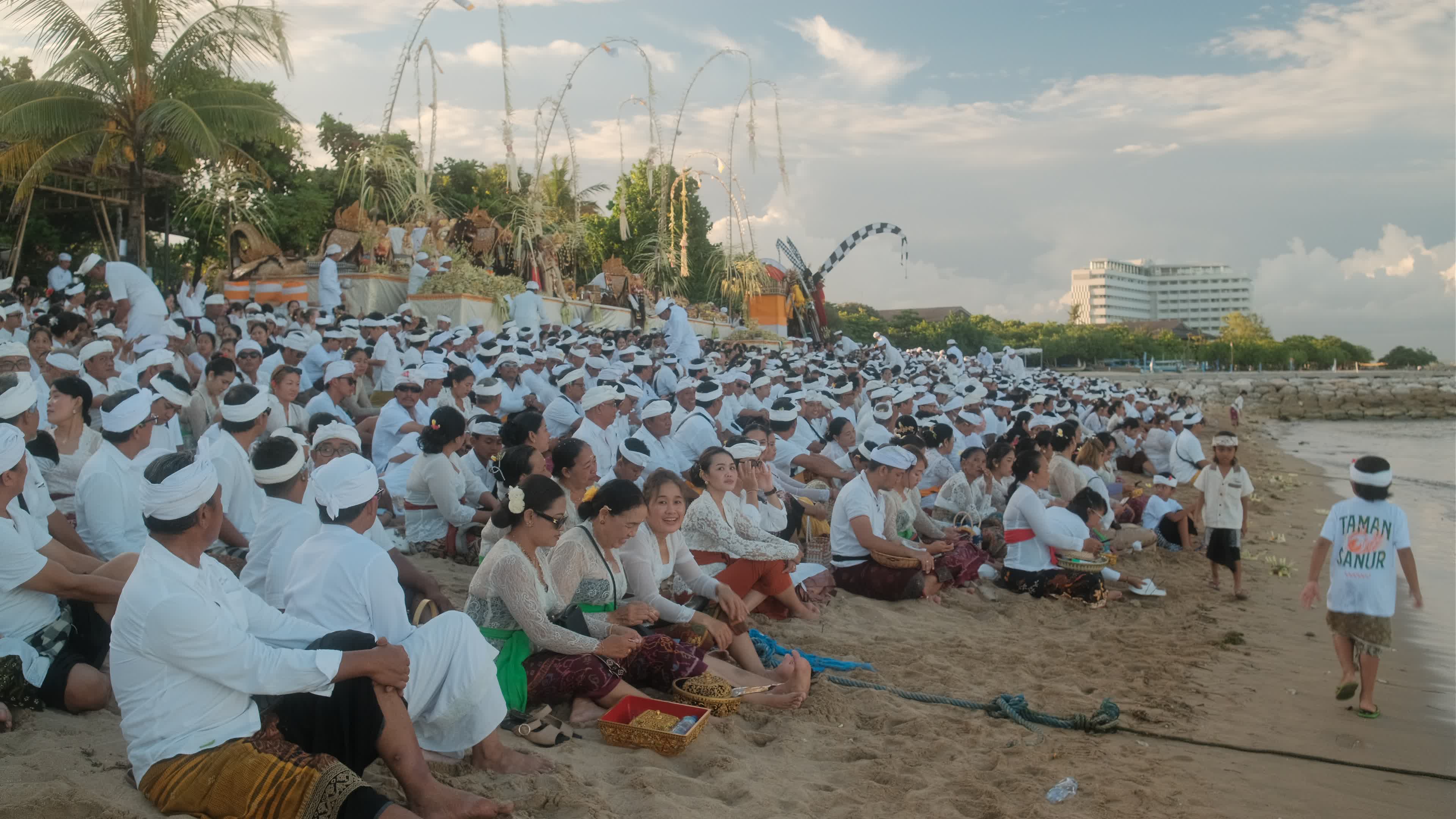 Melasti Ceremony Before Nyepi Day For Hindus On The Island Of Bali, Indonesia.