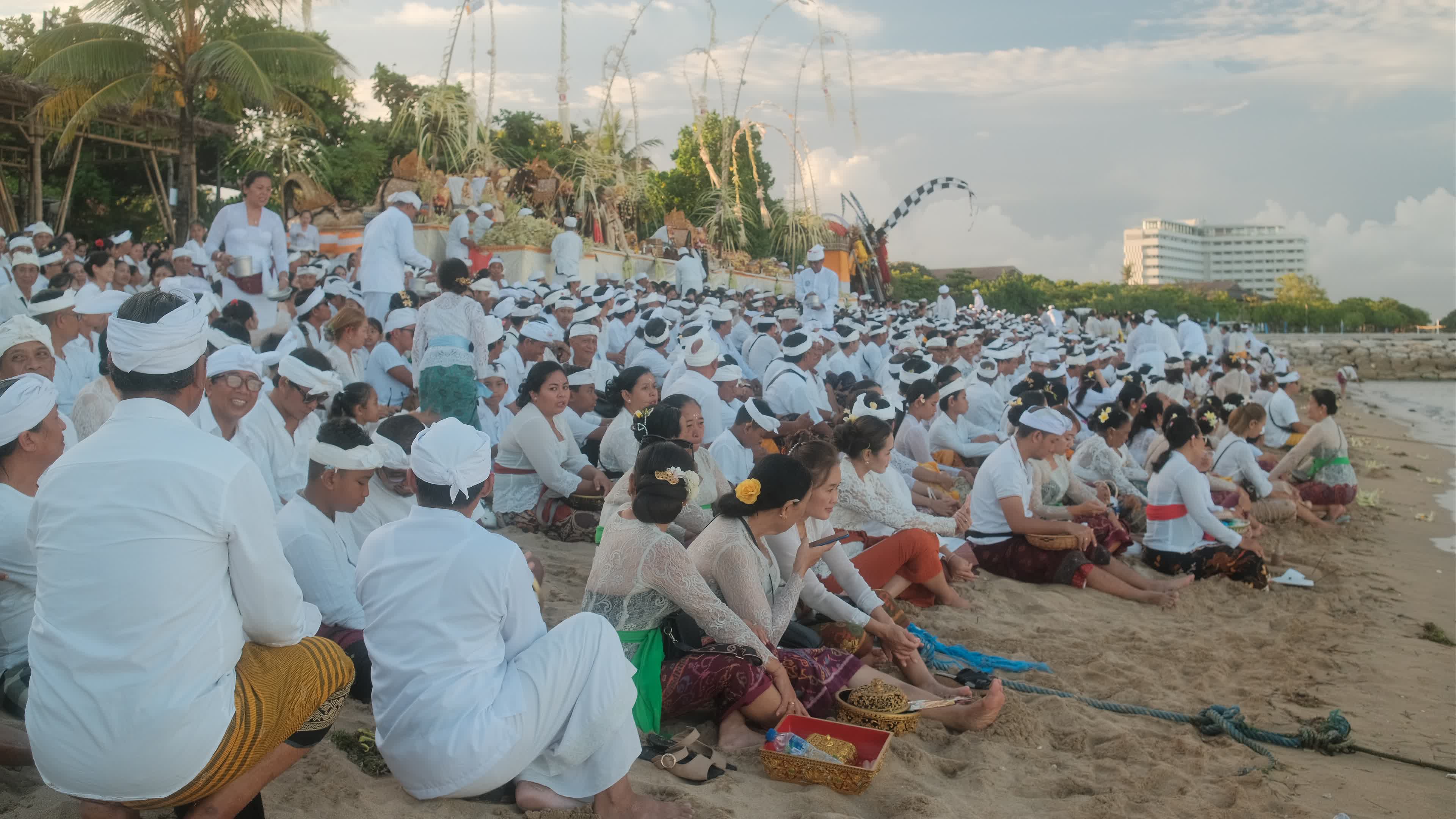 Melasti Ceremony Before Nyepi Day For Hindus On The Island Of Bali, Indonesia.