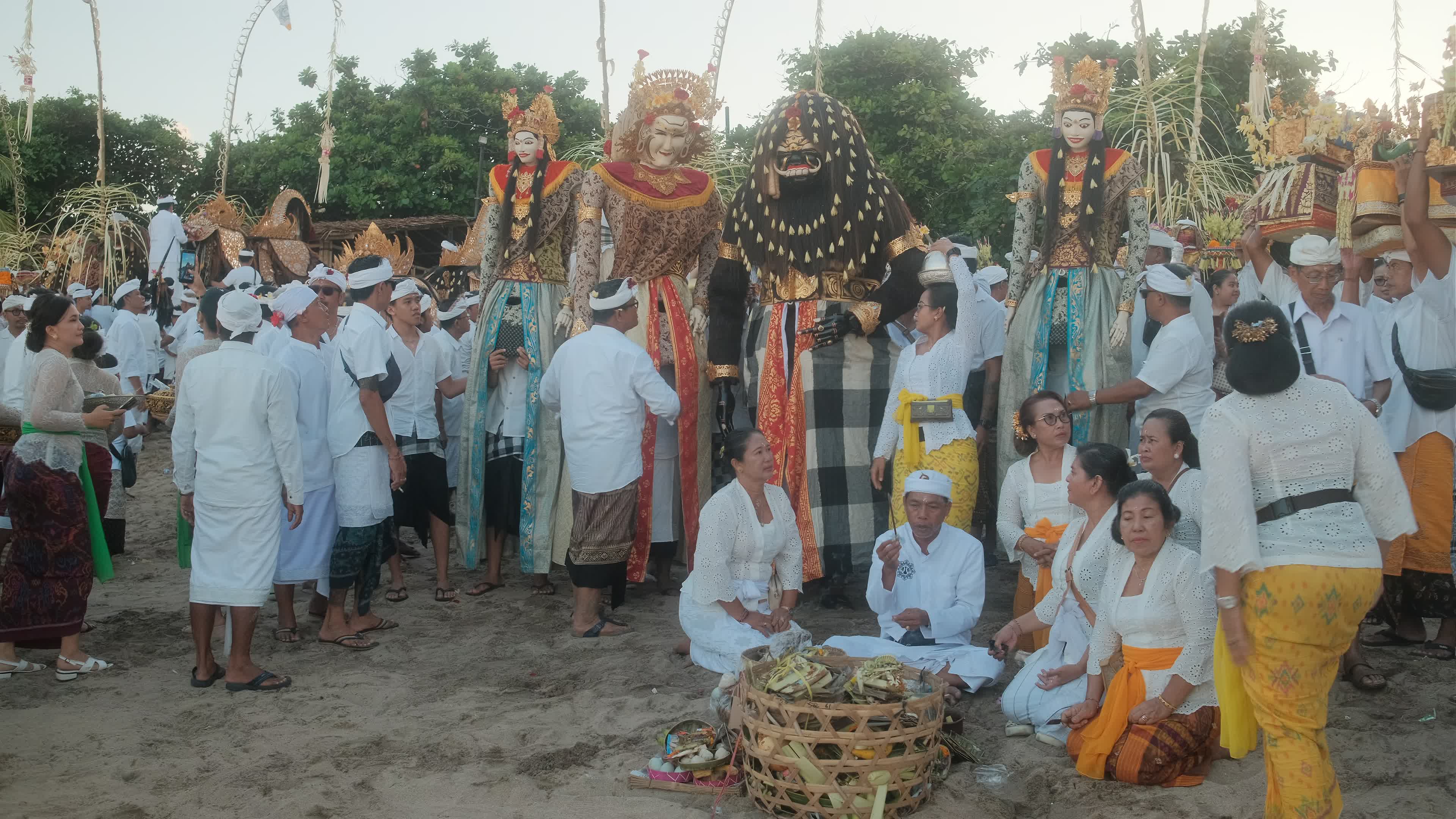 Melasti Ceremony Before Nyepi Day For Hindus On The Island Of Bali, Indonesia.
