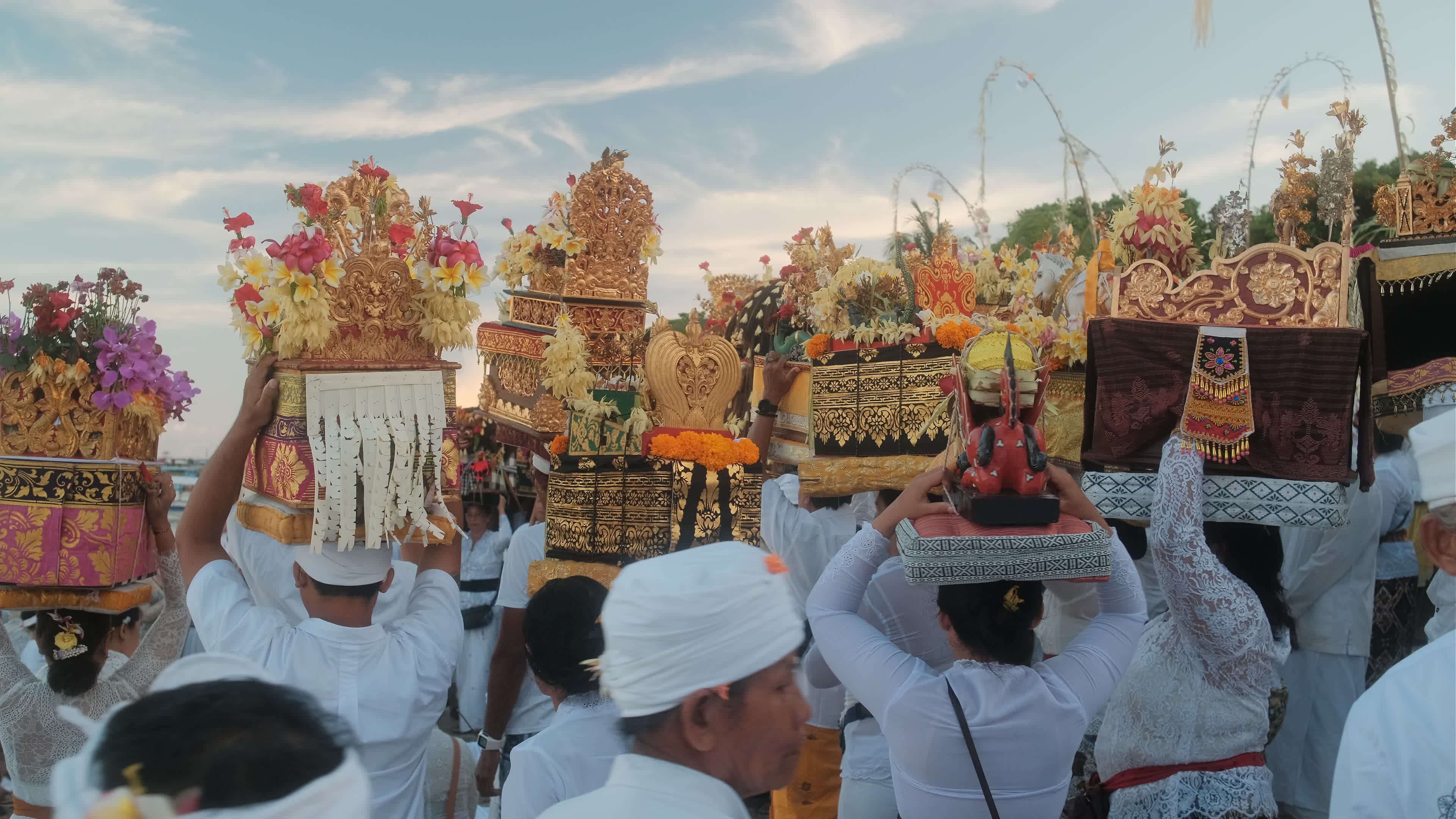 Melasti Ceremony Before Nyepi Day For Hindus On The Island Of Bali, Indonesia.