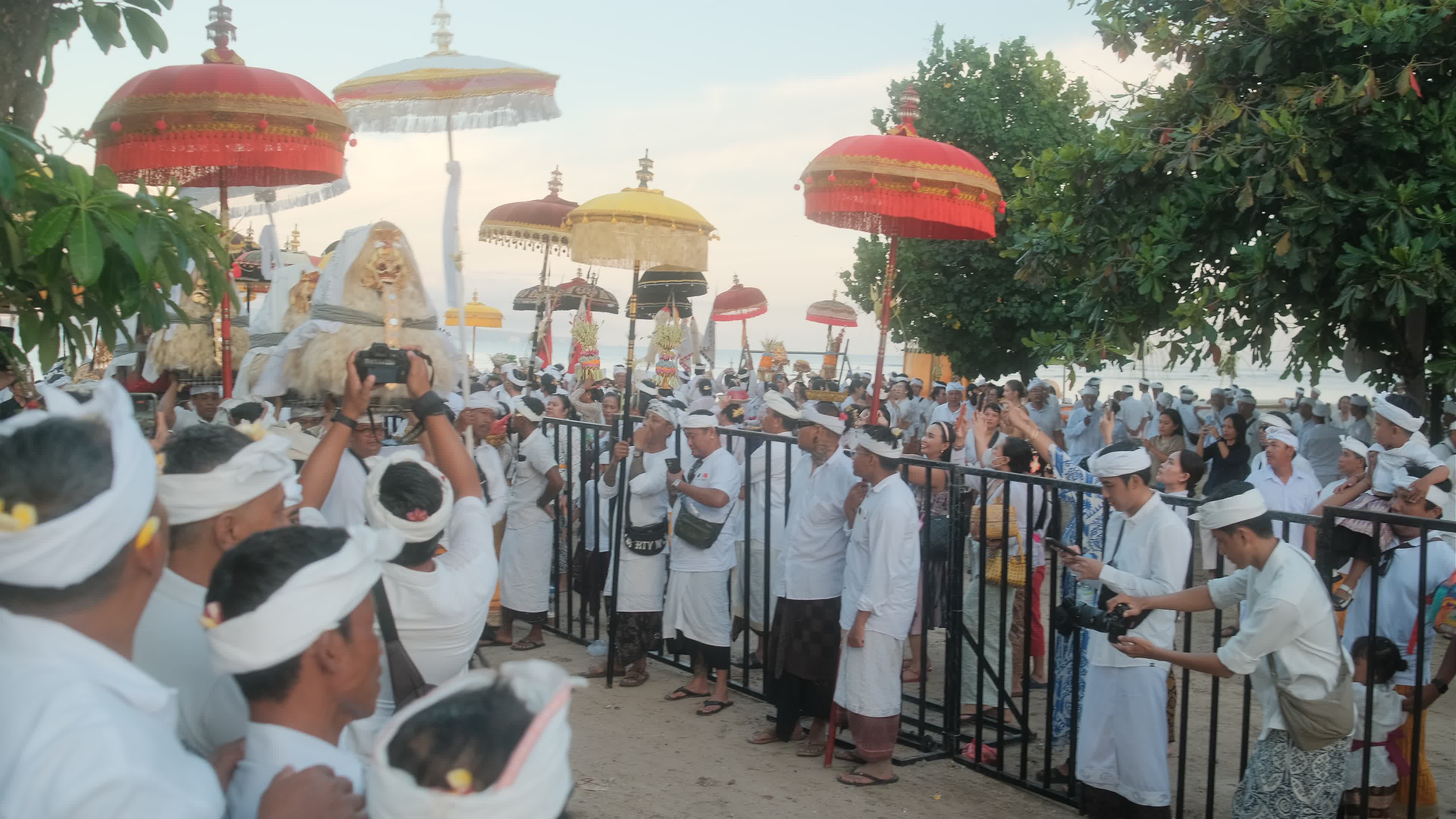 Melasti Ceremony Before Nyepi Day For Hindus On The Island Of Bali, Indonesia.