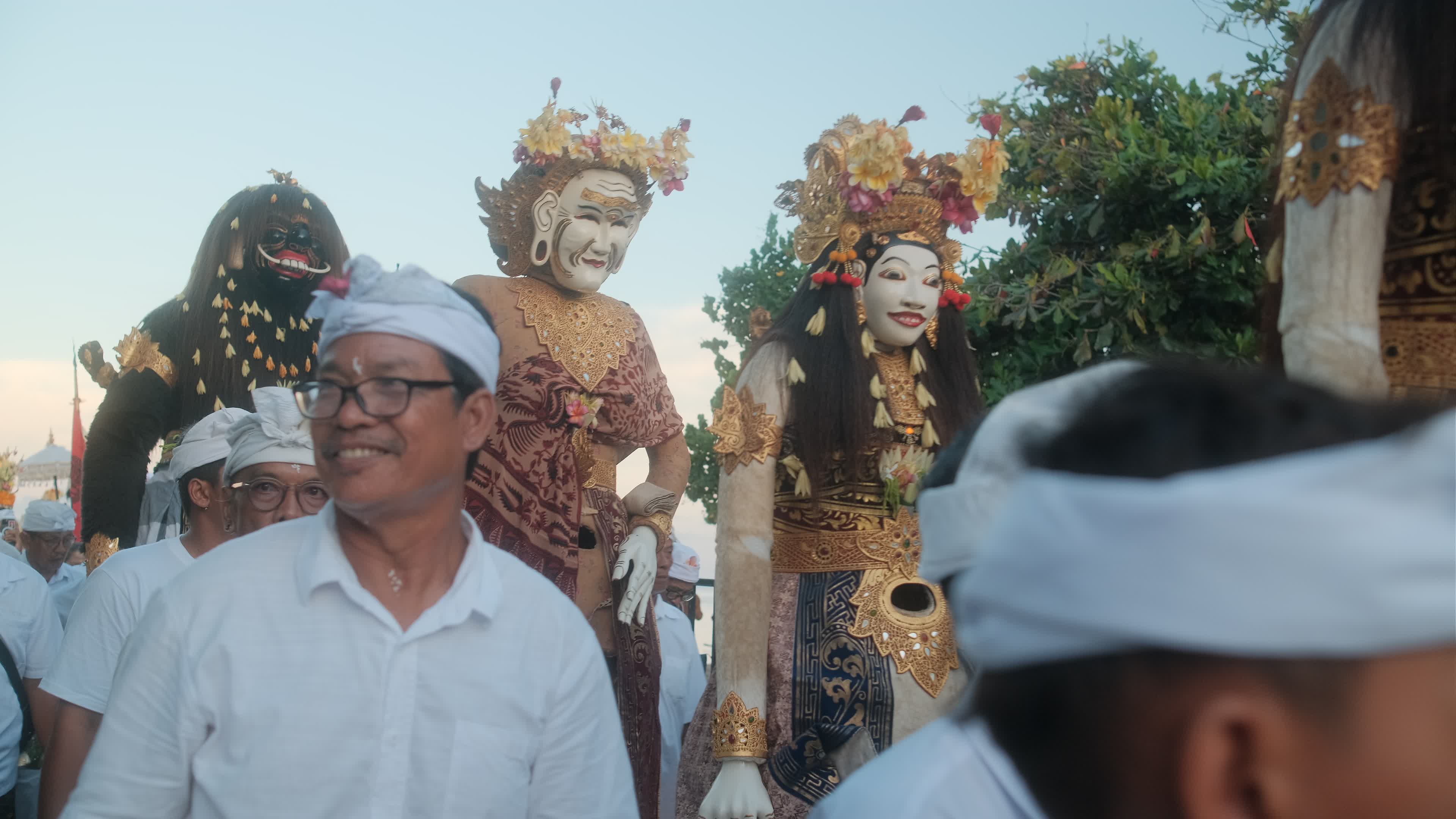 Melasti Ceremony Before Nyepi Day For Hindus On The Island Of Bali, Indonesia.