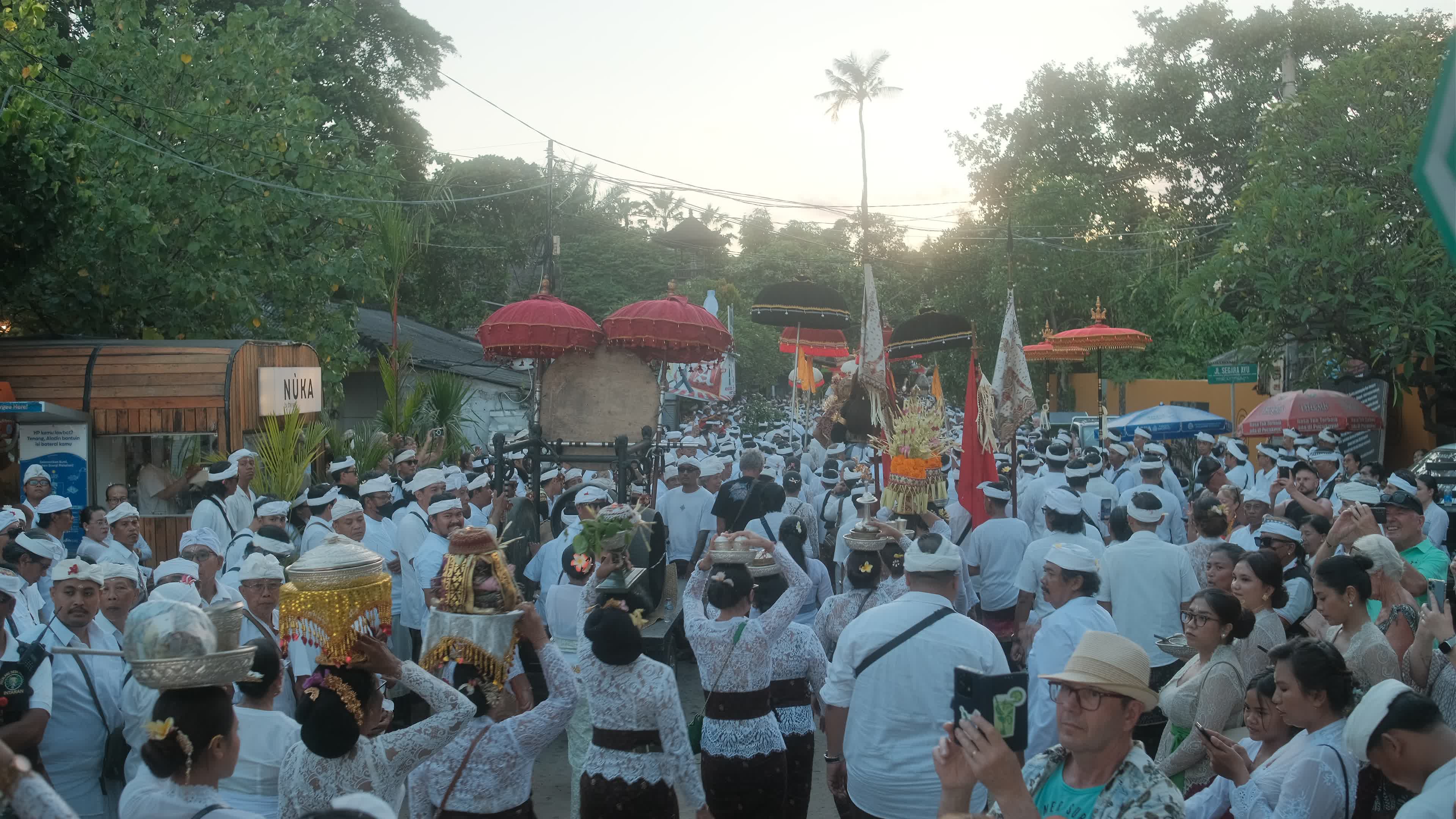 Melasti Ceremony Before Nyepi Day For Hindus On The Island Of Bali, Indonesia.