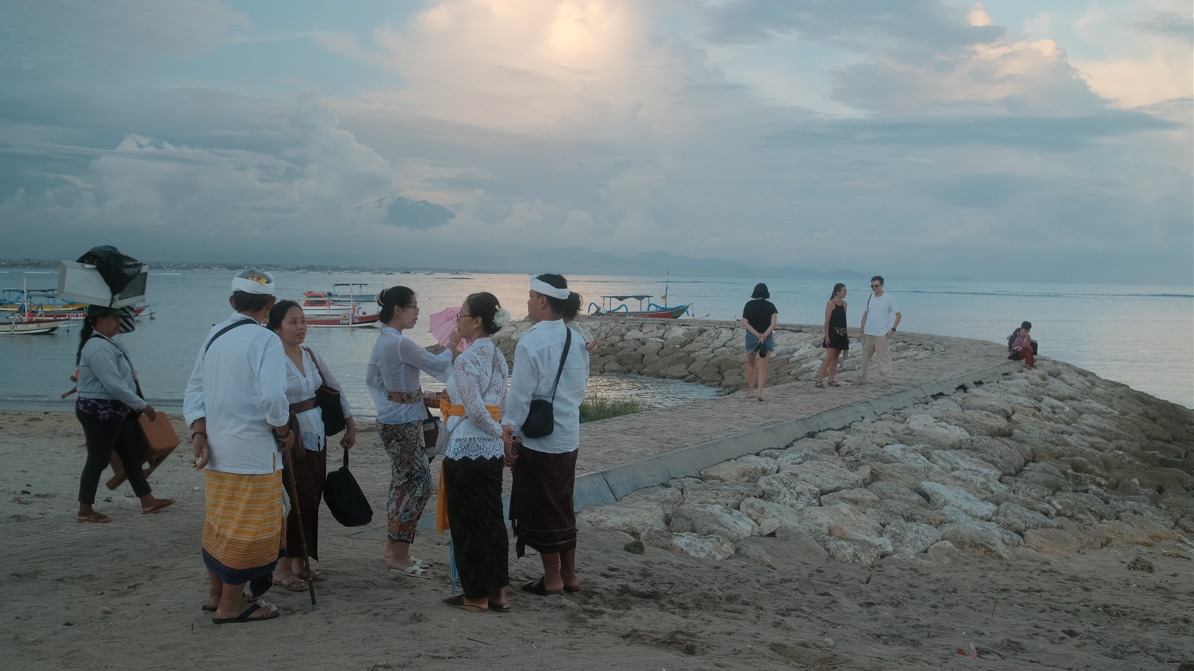 Melasti Ceremony Before Nyepi Day For Hindus On The Island Of Bali, Indonesia.