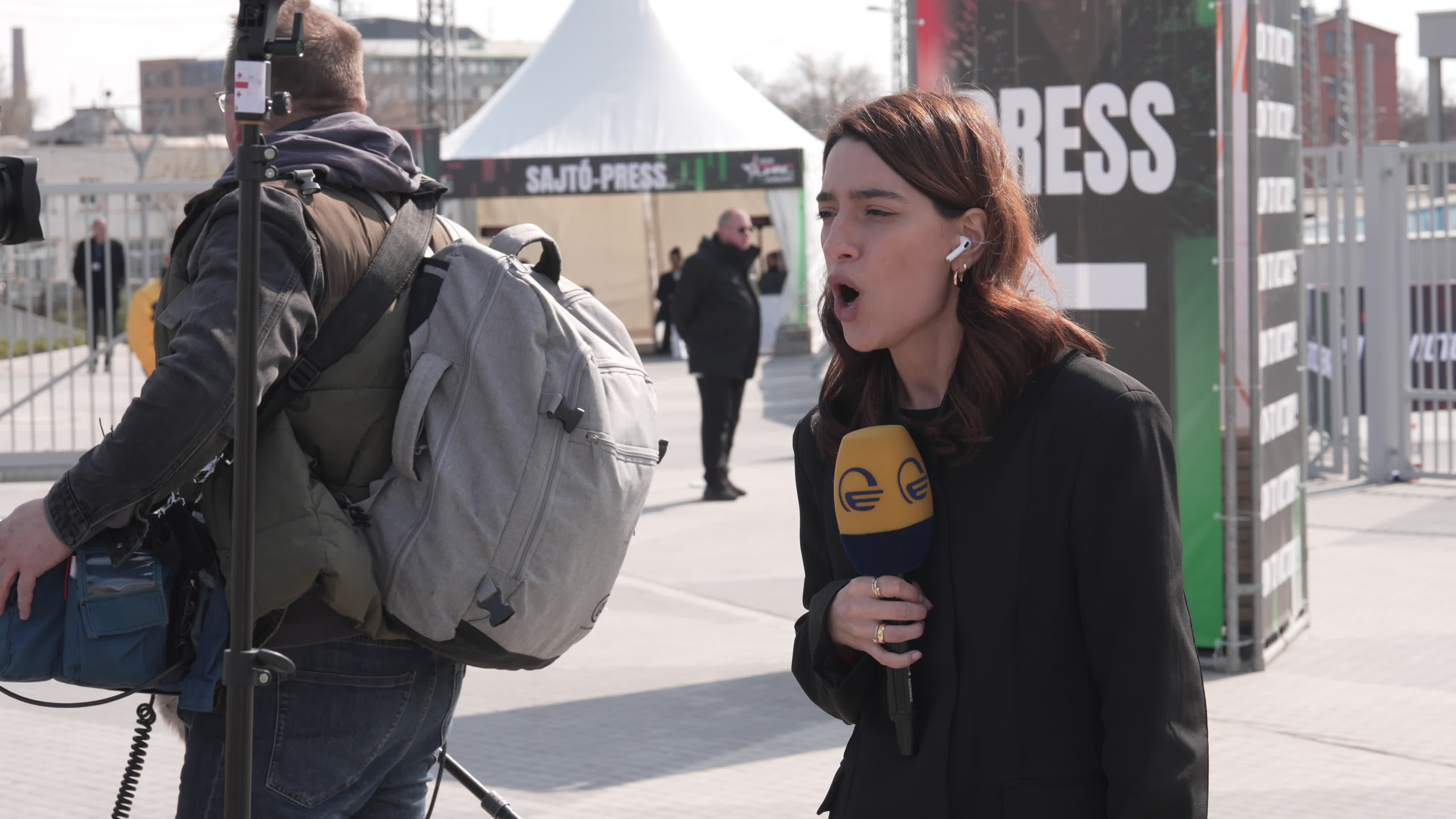 Attendees and VIPs arrive at CPAC in Budapest