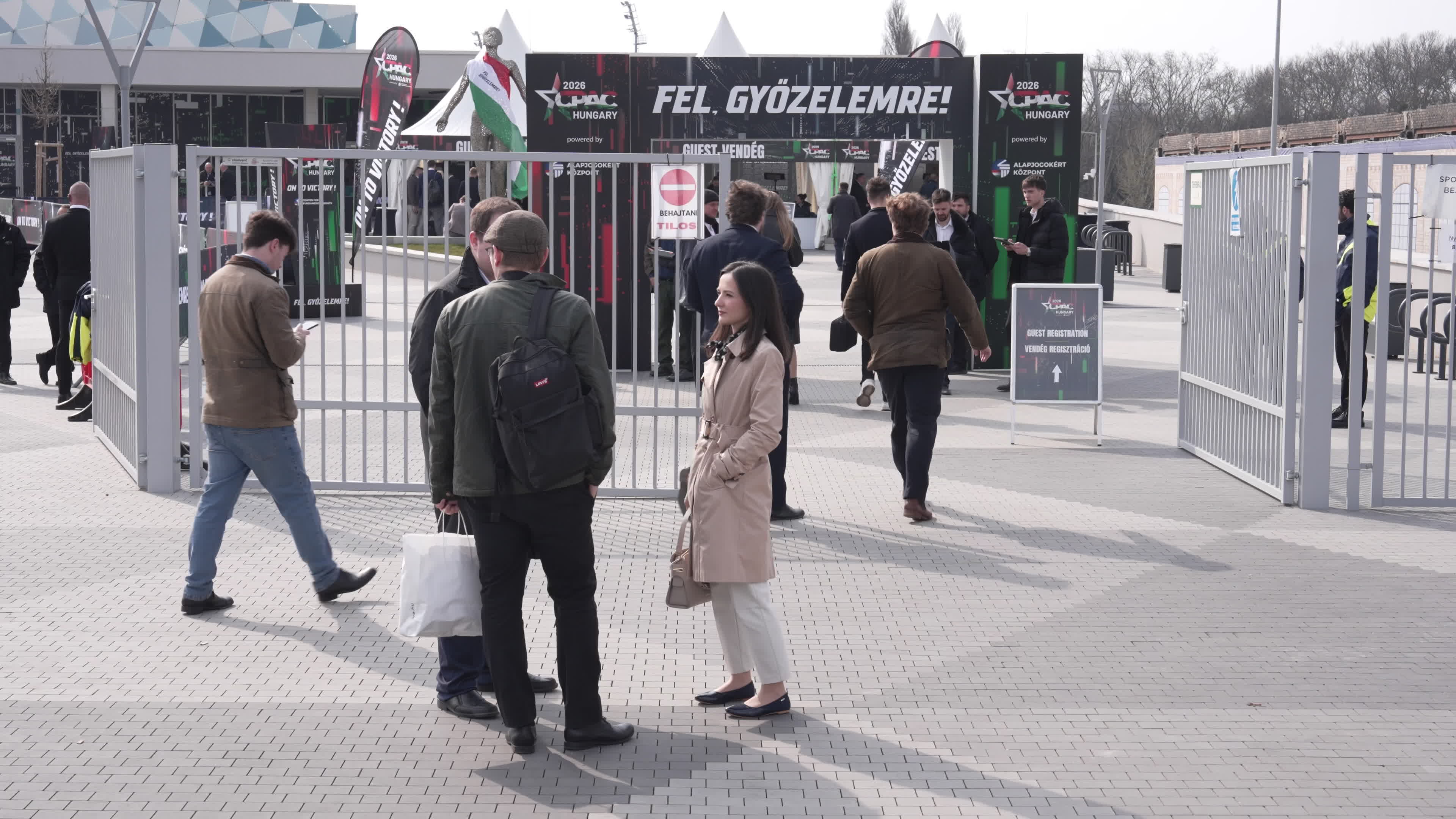 Attendees and VIPs arrive at CPAC in Budapest