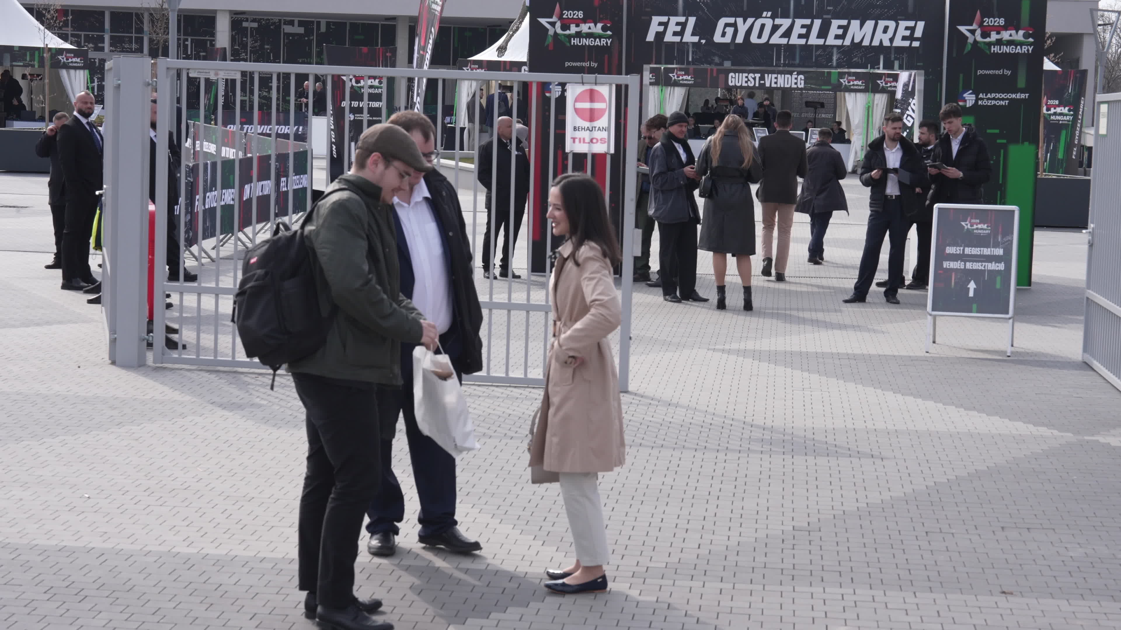 Attendees and VIPs arrive at CPAC in Budapest