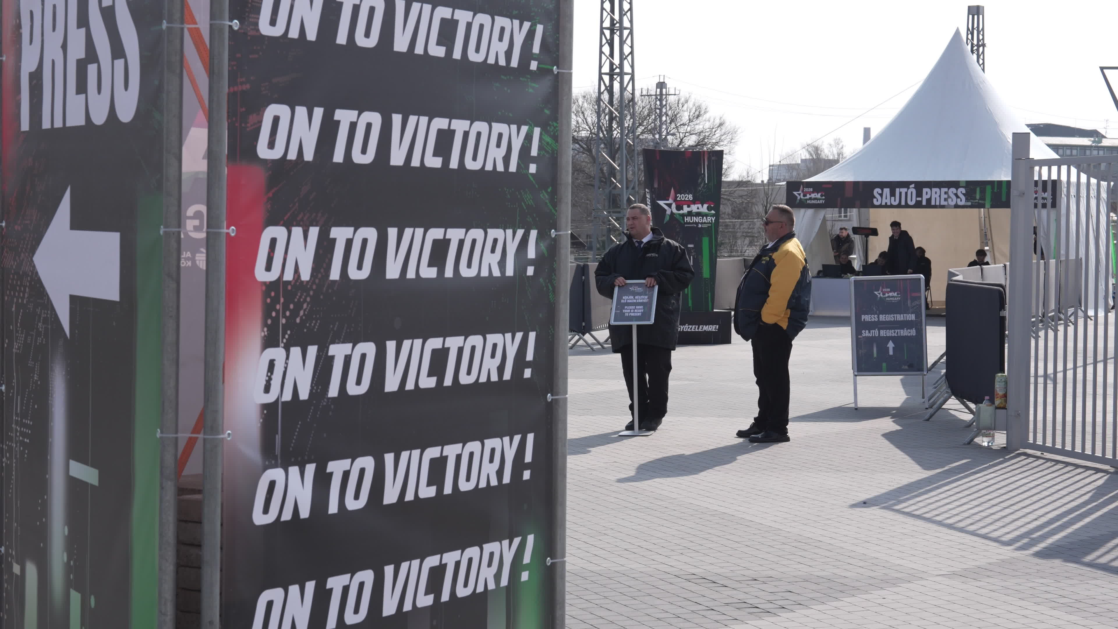 Attendees and VIPs arrive at CPAC in Budapest