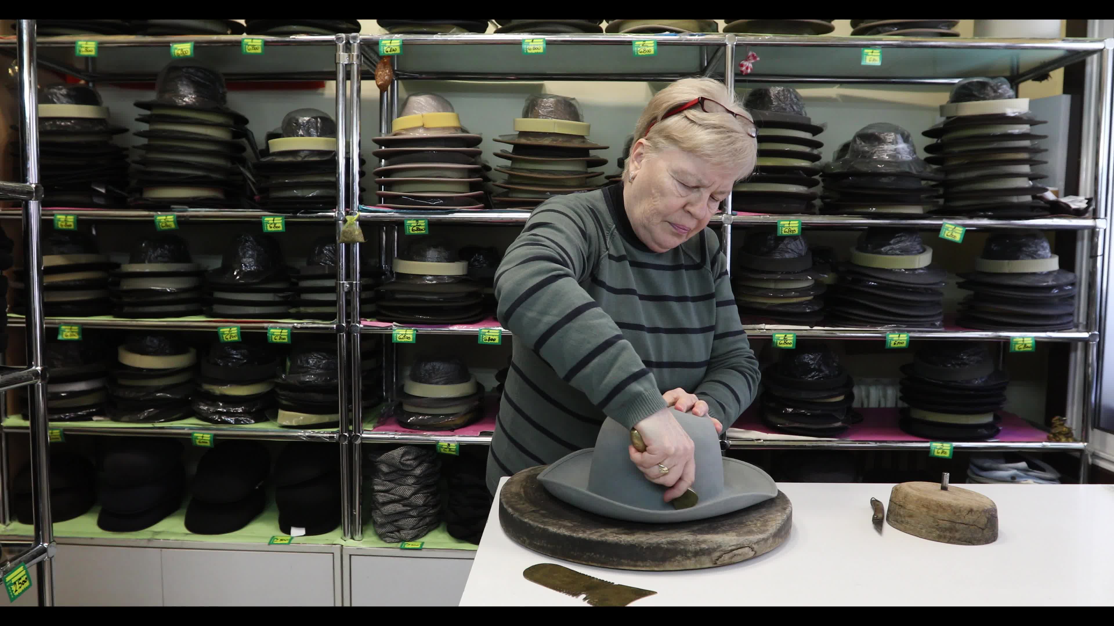Hat maker at work