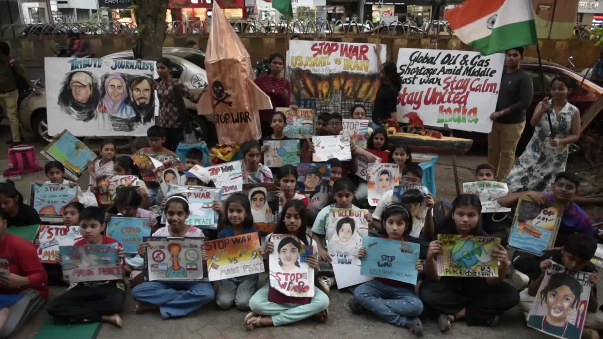 Peace Slogans Displayed In Mumbai