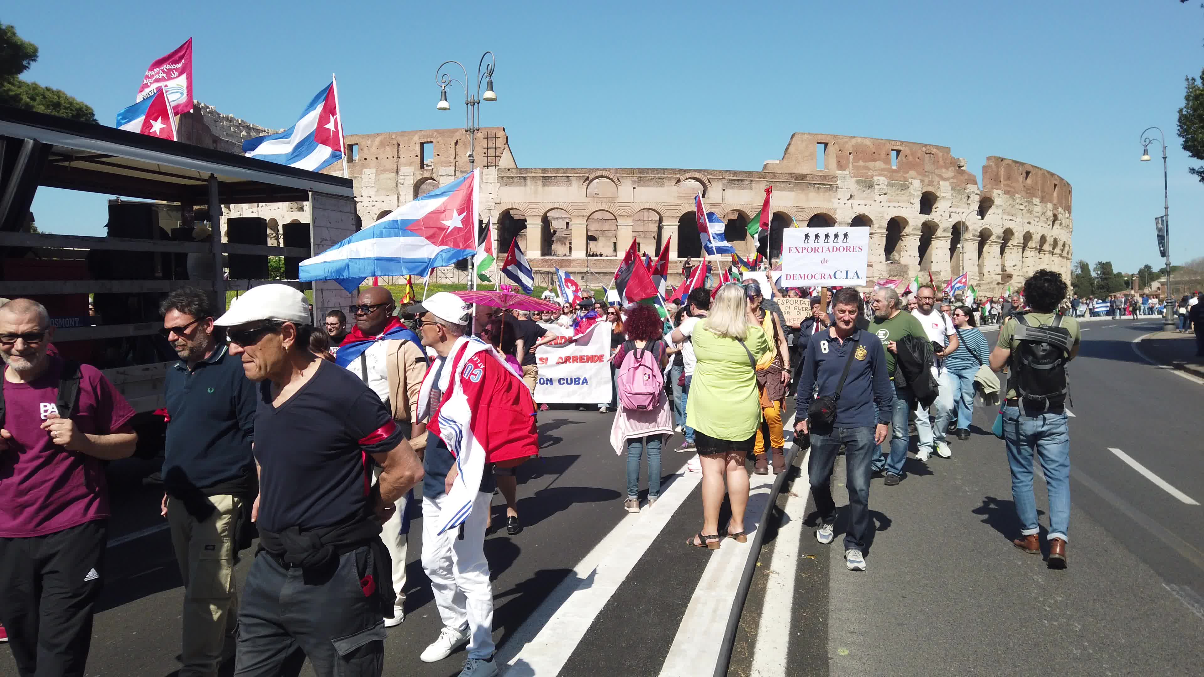 People in Italy protest against the US blockade in Cuba