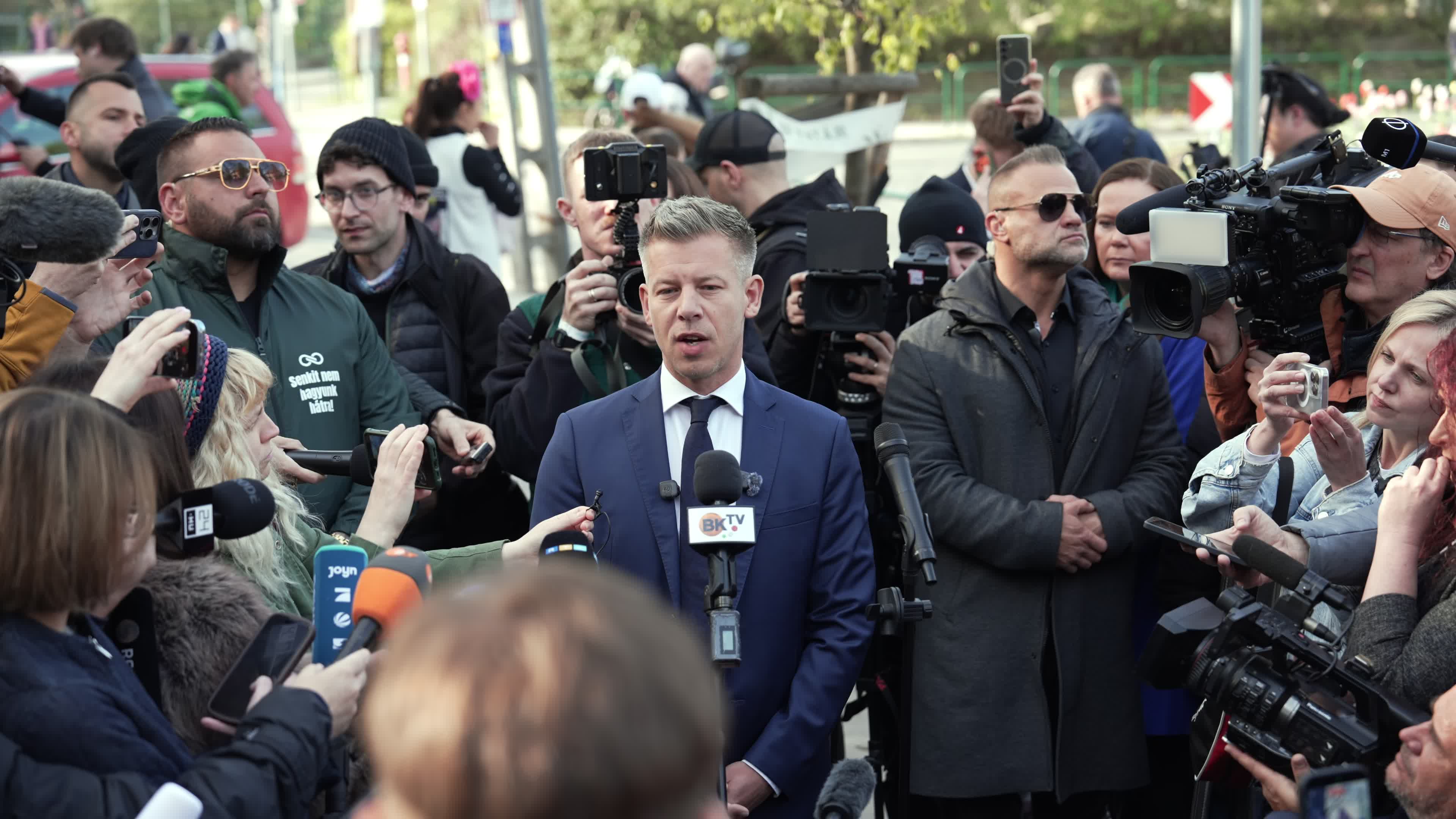 Opposition candidate Peter Magyar votes in Hungarian elections
