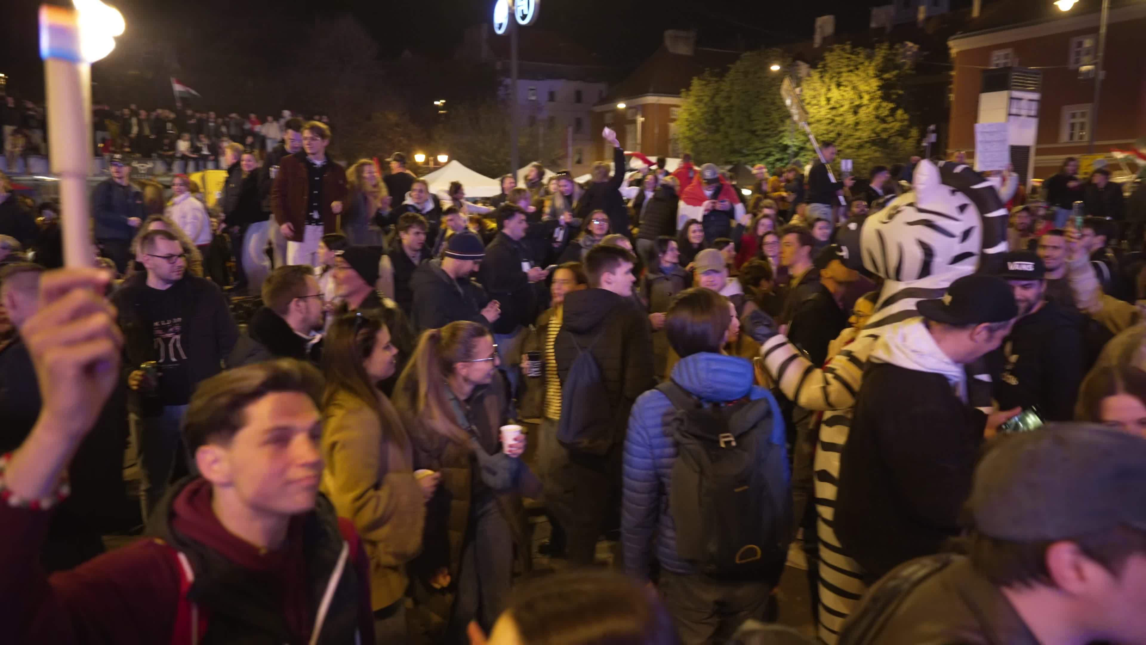 Parties break out in Budapest streets after opposition win