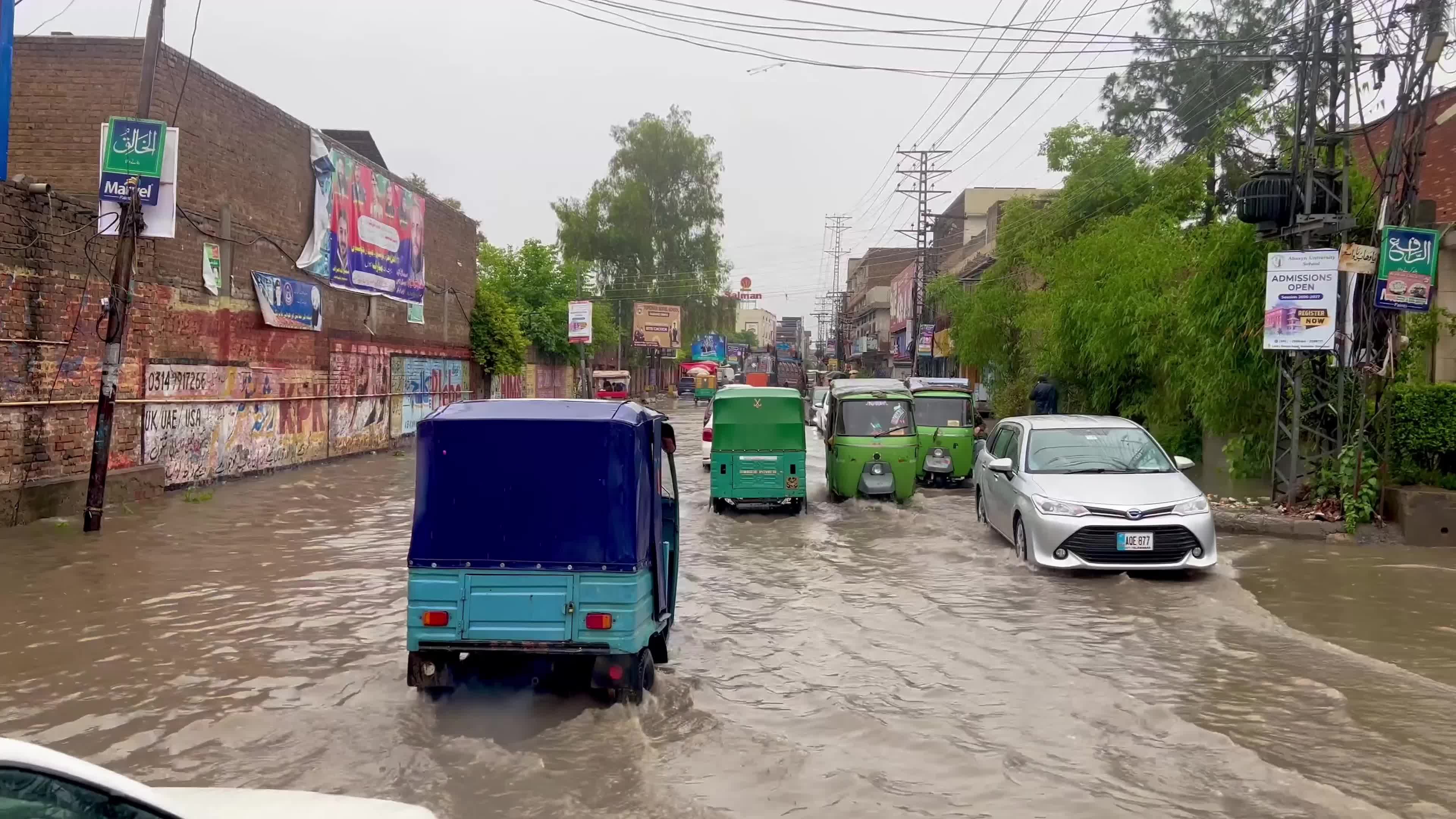 Flooded Streets in Peshawar After Heavy Rains Leave Dozens Dead