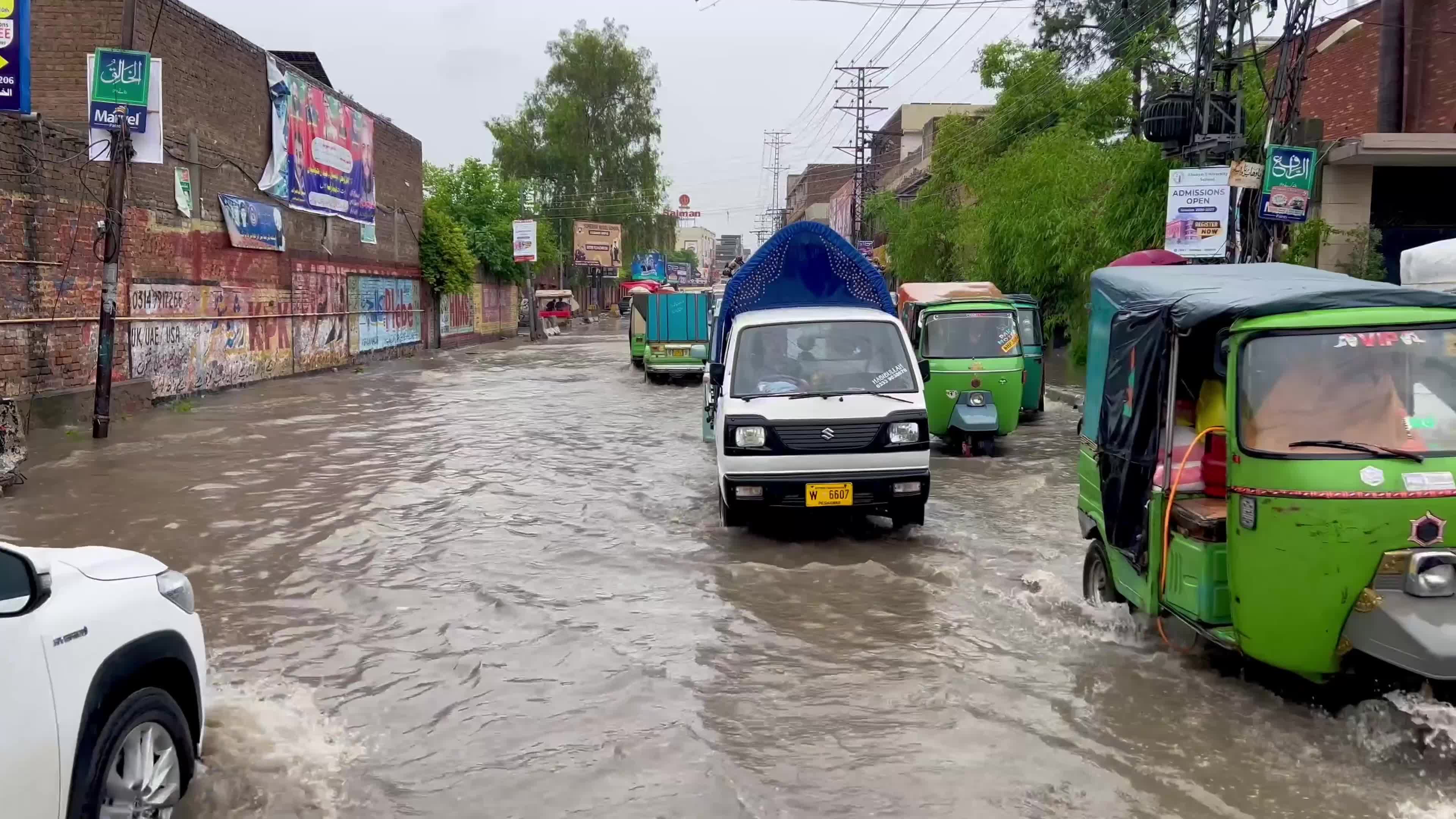 Flooded Streets in Peshawar After Heavy Rains Leave Dozens Dead