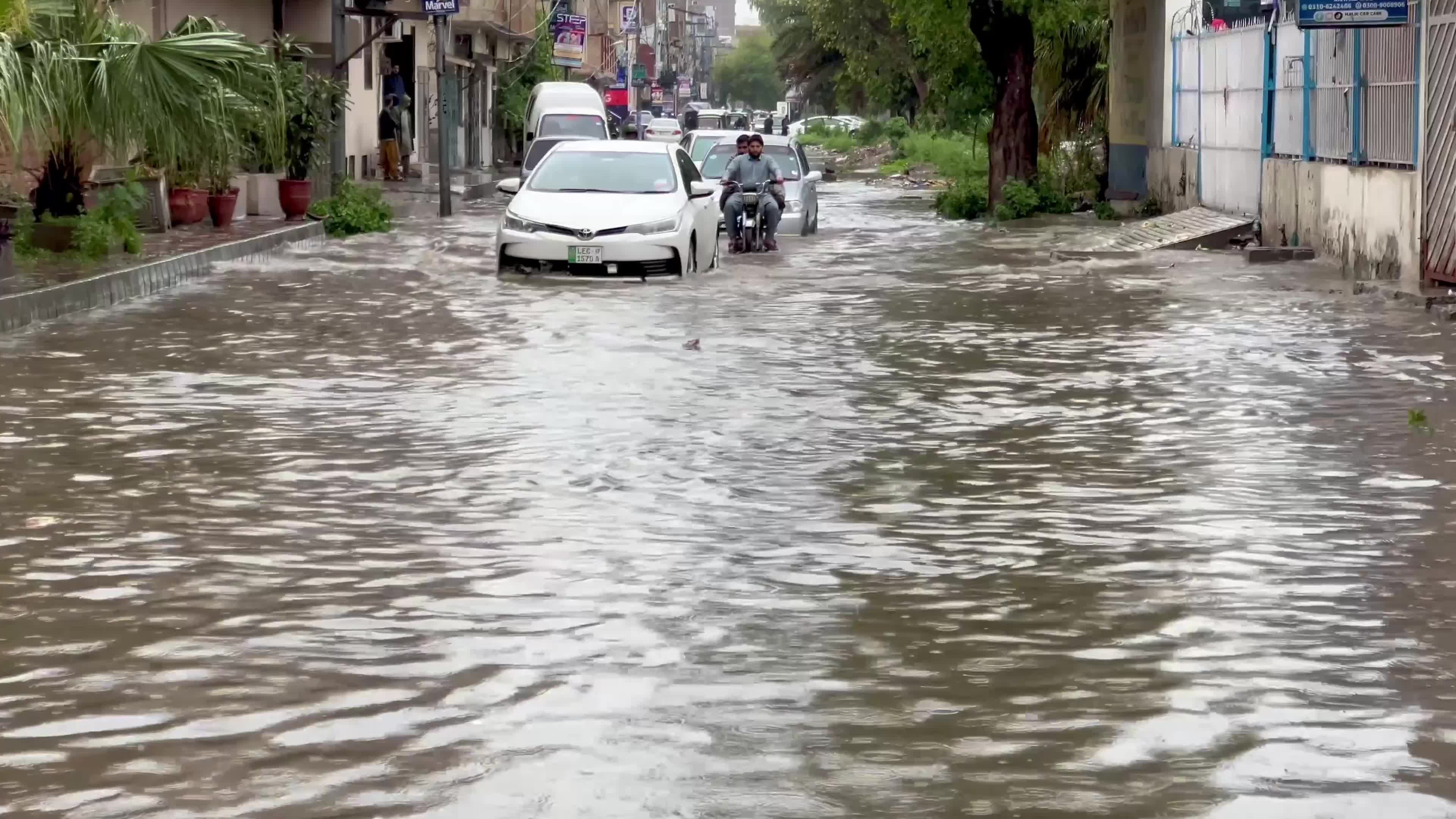 Flooded Streets in Peshawar After Heavy Rains Leave Dozens Dead