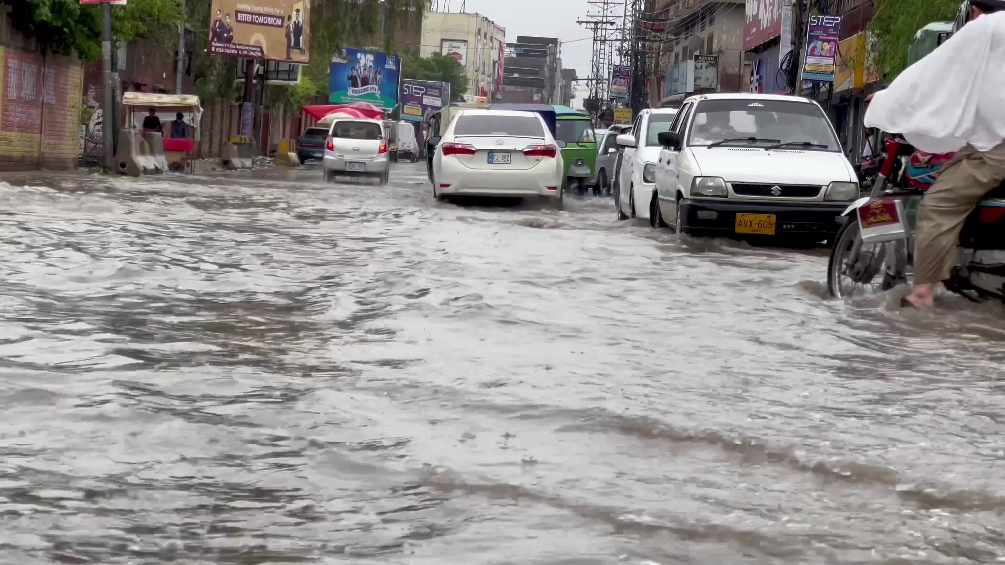 Flooded Streets in Peshawar After Heavy Rains Leave Dozens Dead