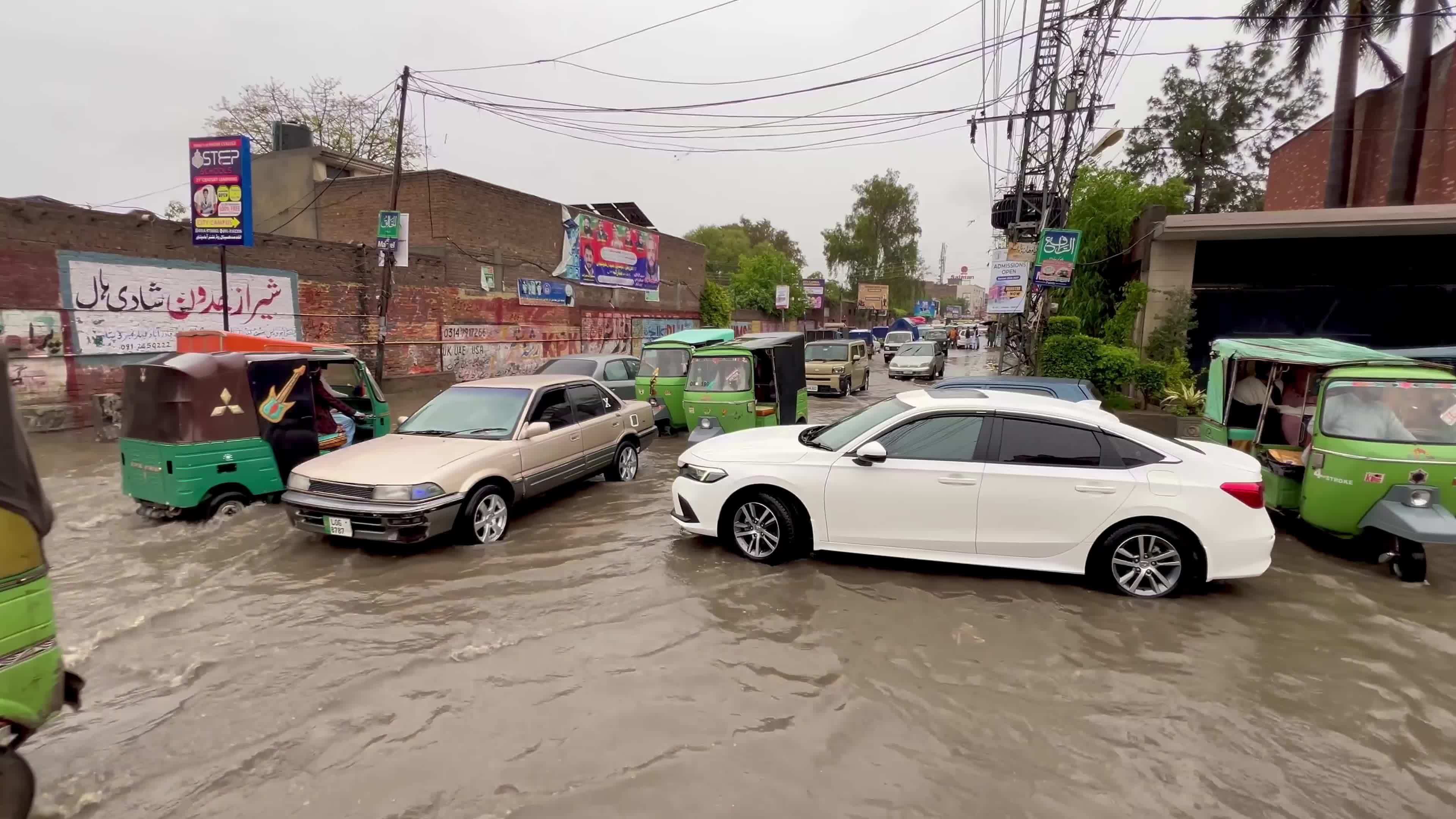 Flooded Streets in Peshawar After Heavy Rains Leave Dozens Dead