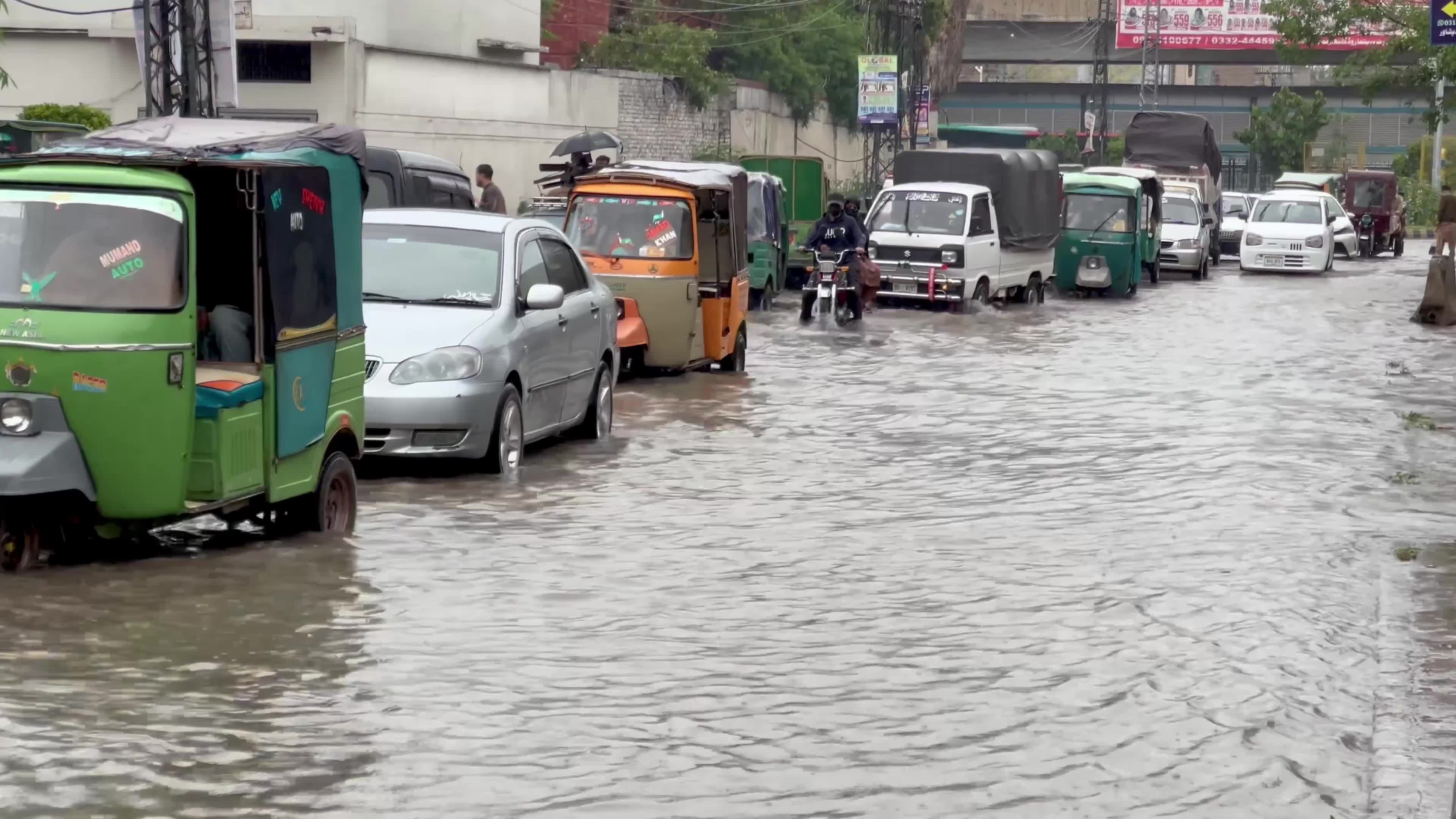 Flooded Streets in Peshawar After Heavy Rains Leave Dozens Dead
