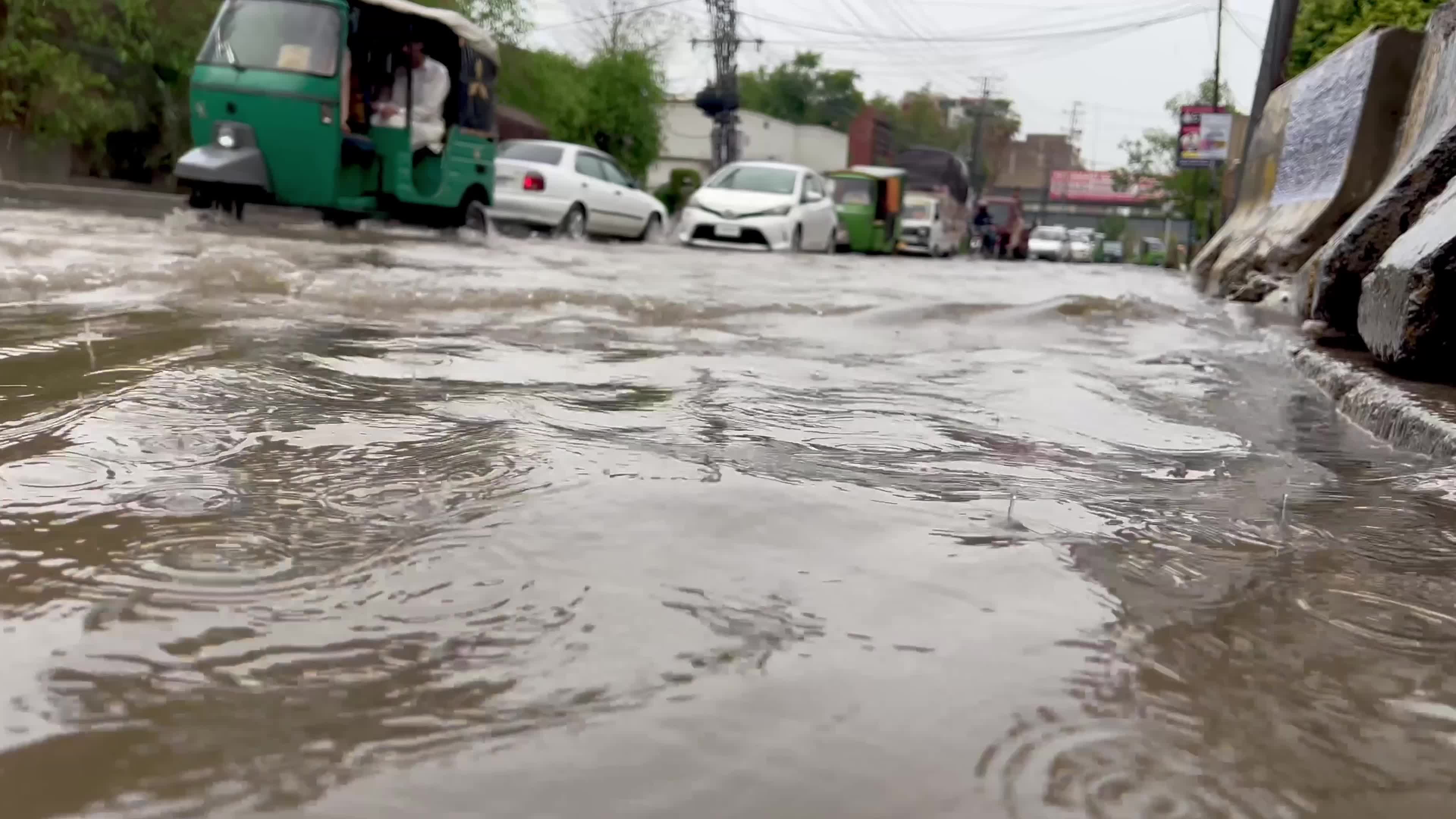 Flooded Streets in Peshawar After Heavy Rains Leave Dozens Dead